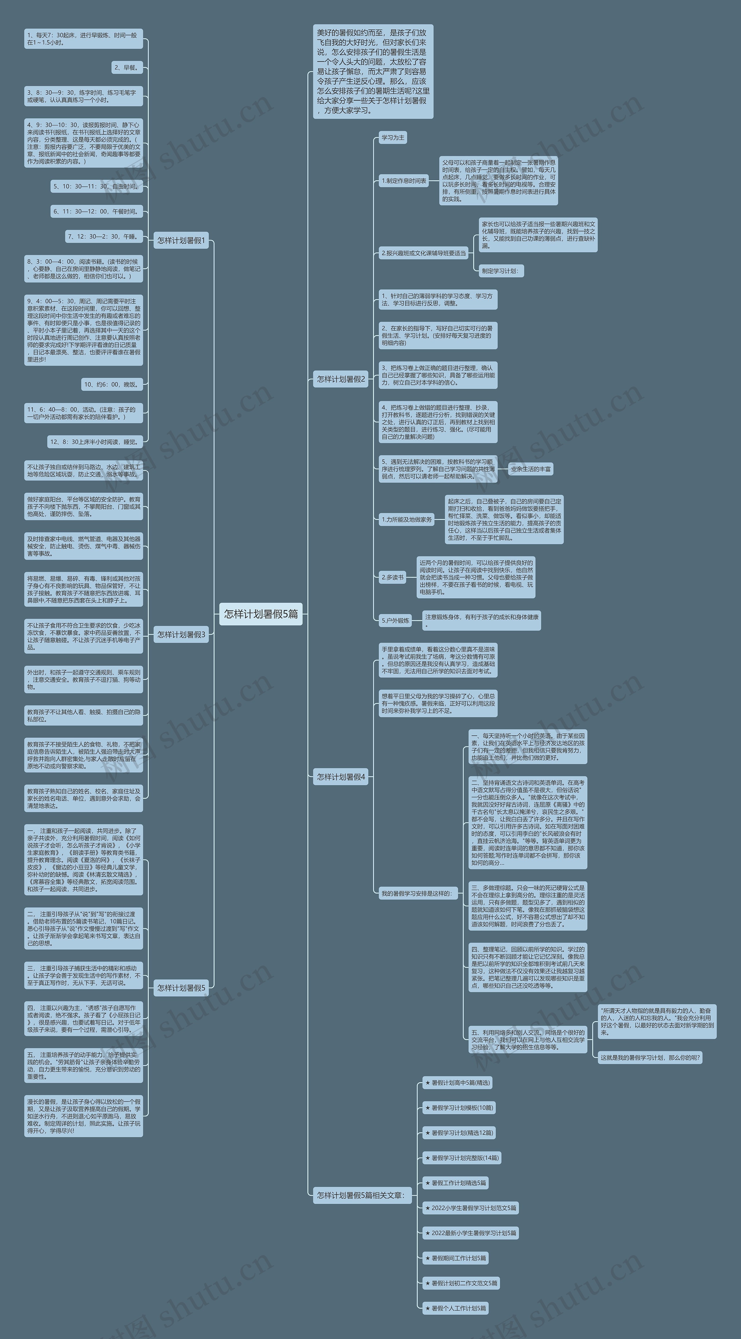 怎样计划暑假5篇思维导图