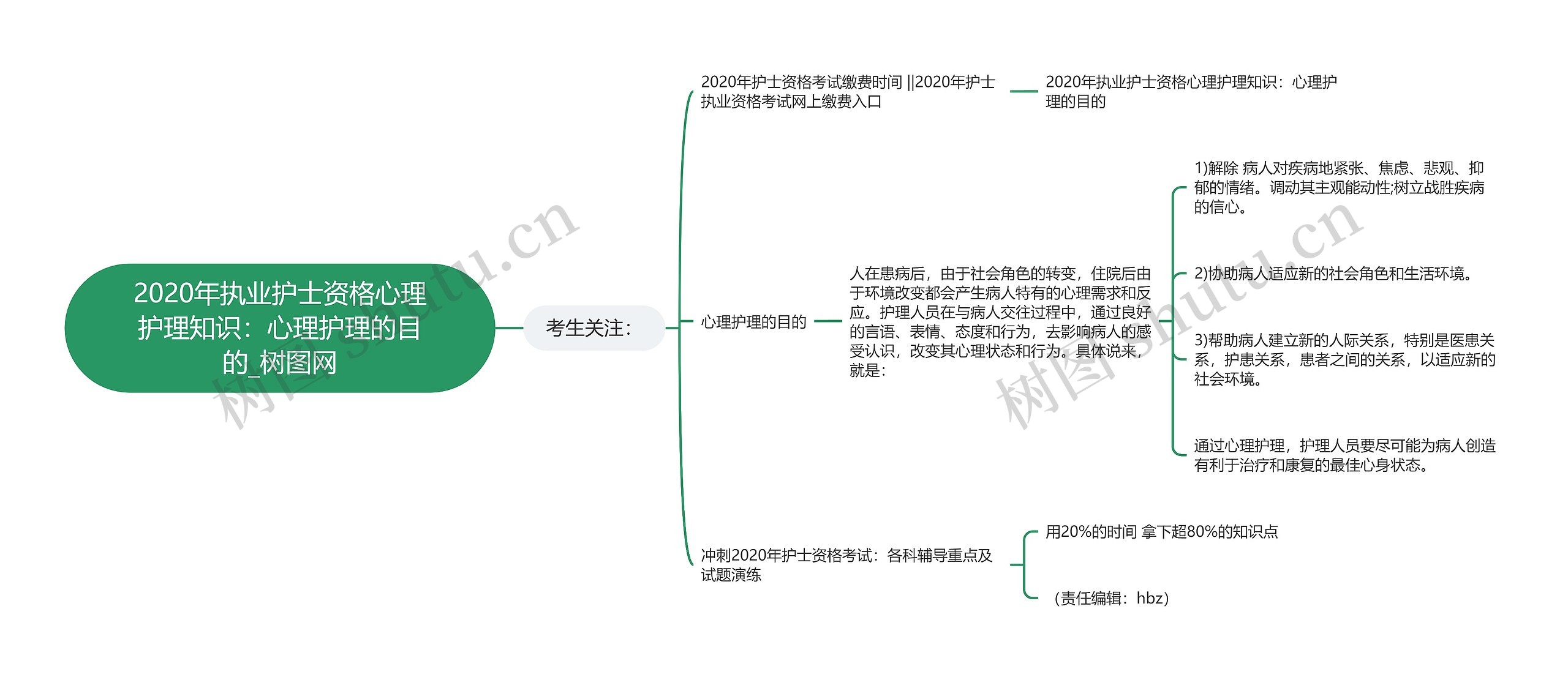 2020年执业护士资格心理护理知识：心理护理的目的思维导图