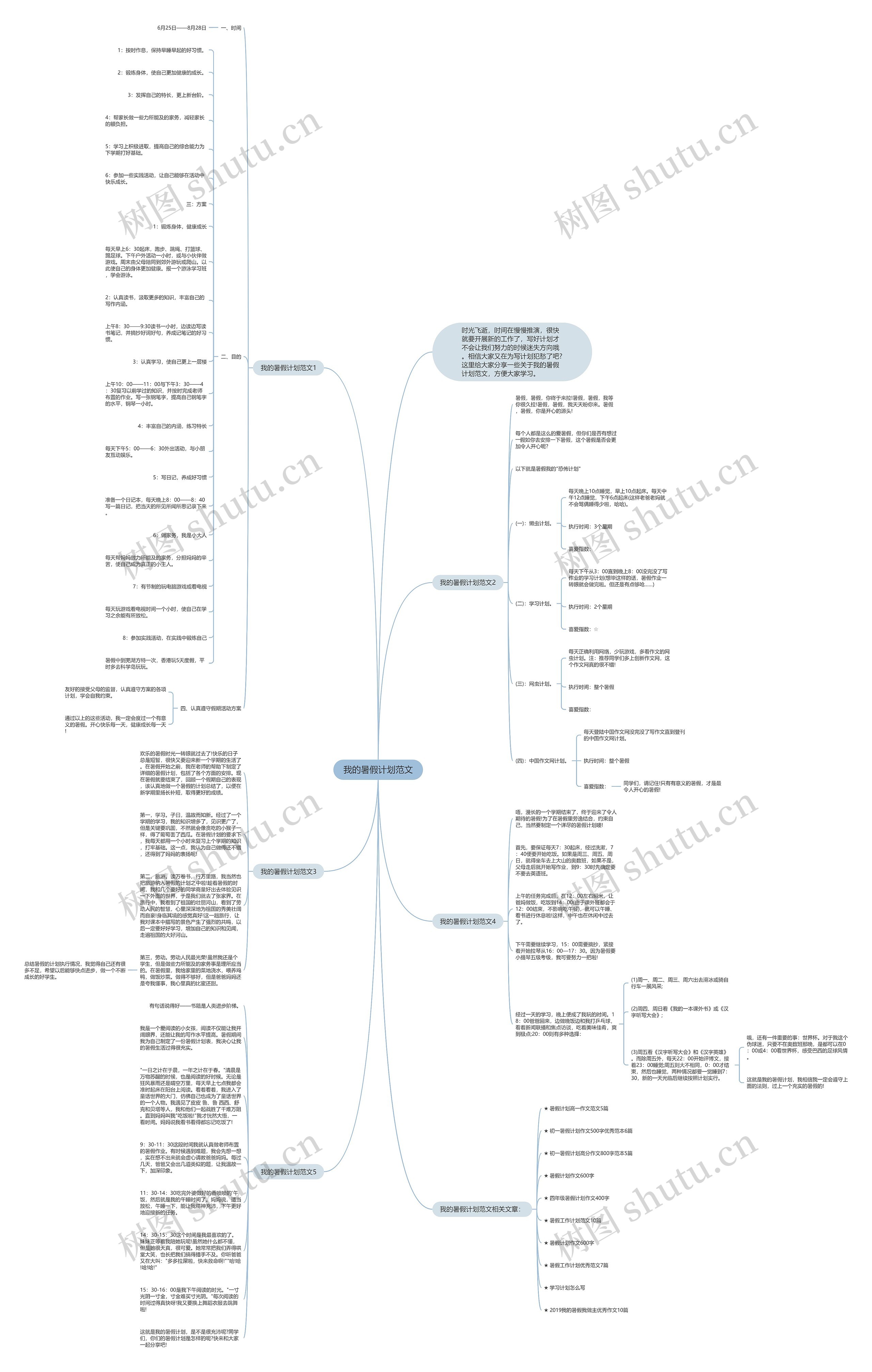 我的暑假计划范文思维导图