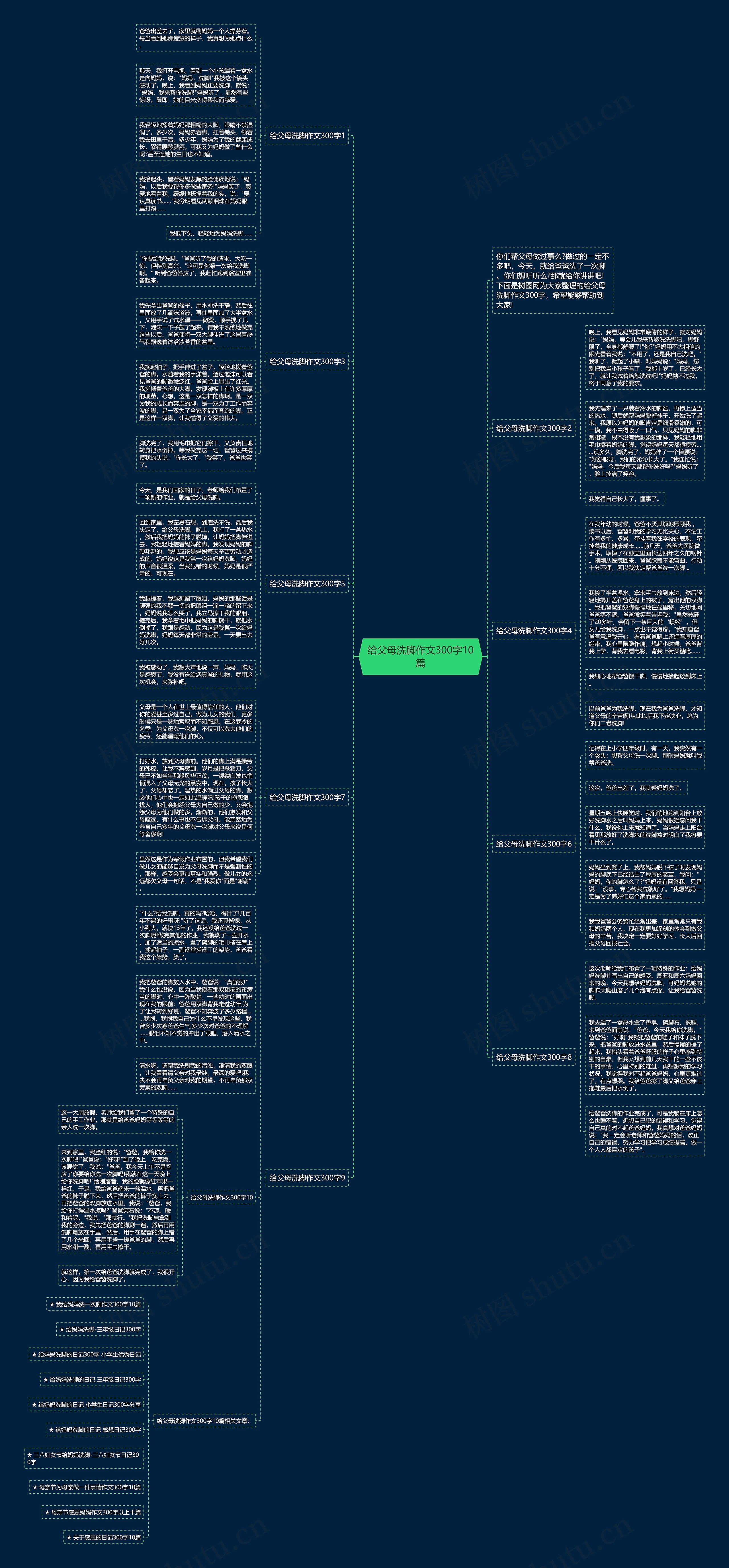 给父母洗脚作文300字10篇思维导图