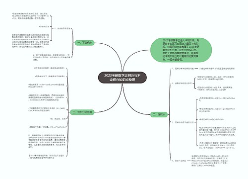 2023考研数学定积分与不定积分知识点整理