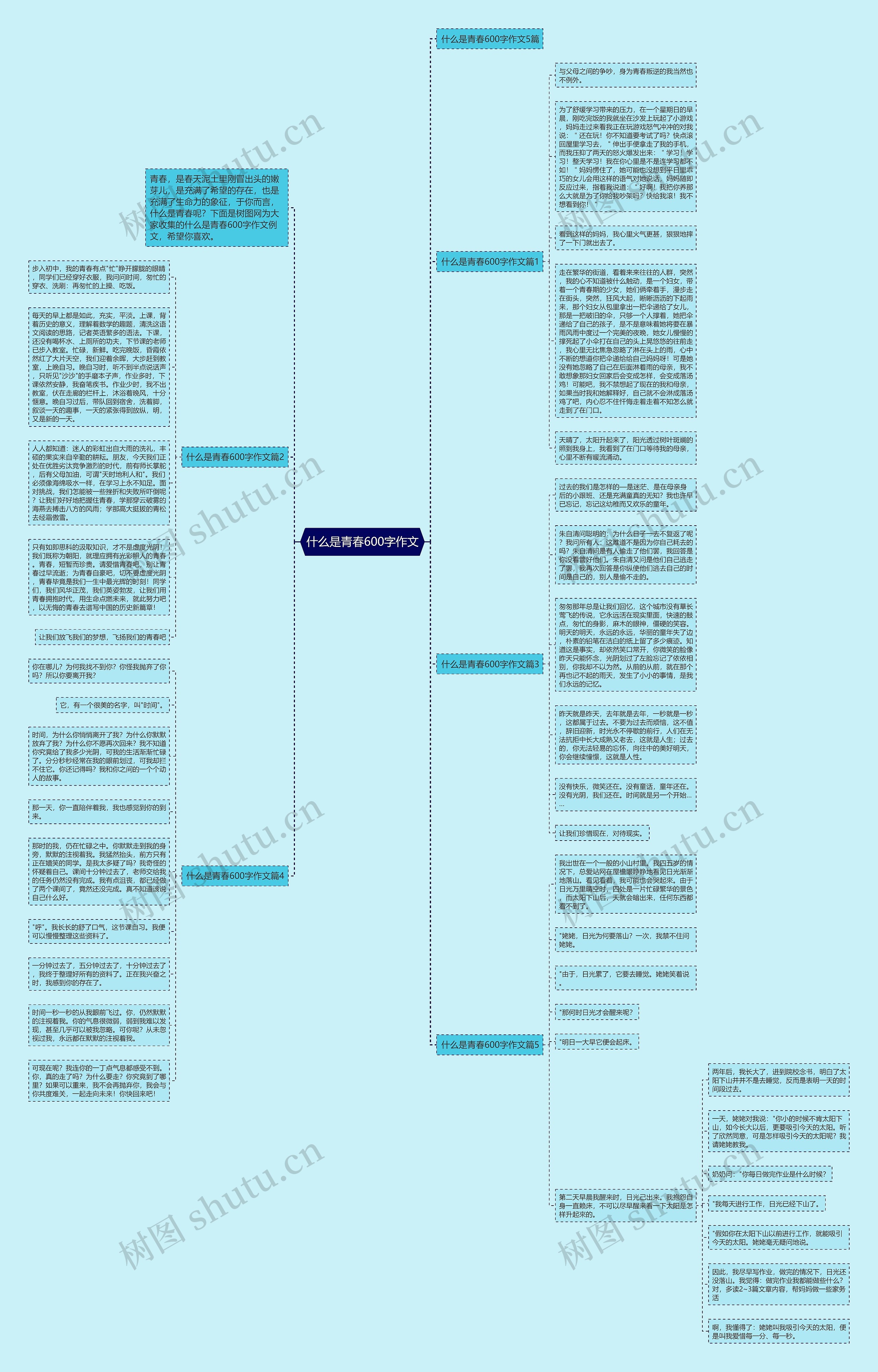 什么是青春600字作文思维导图