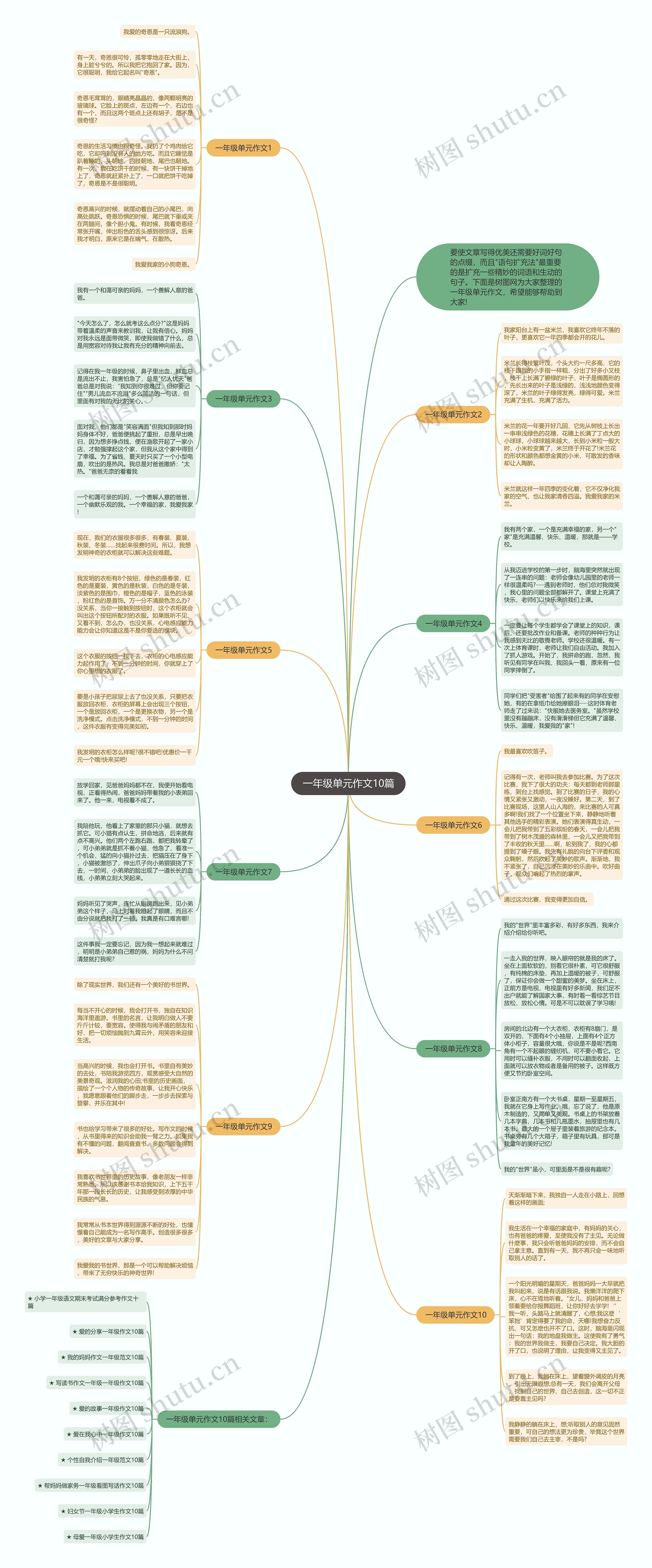 一年级单元作文10篇思维导图