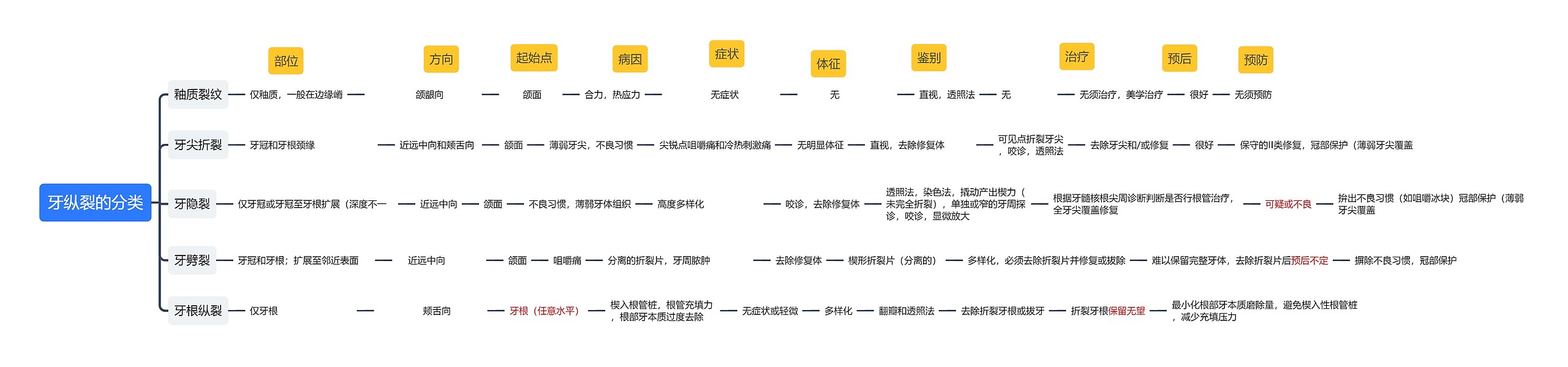 牙纵裂的分类
