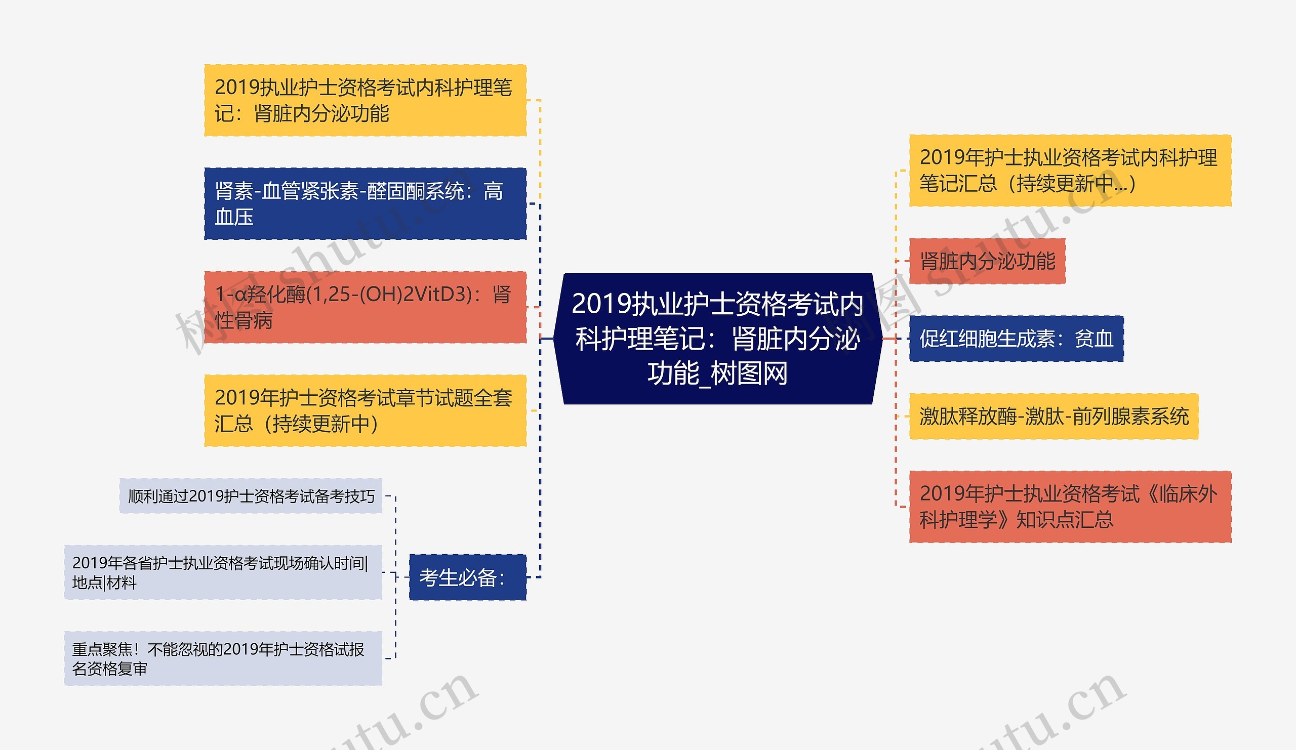 2019执业护士资格考试内科护理笔记：肾脏内分泌功能思维导图