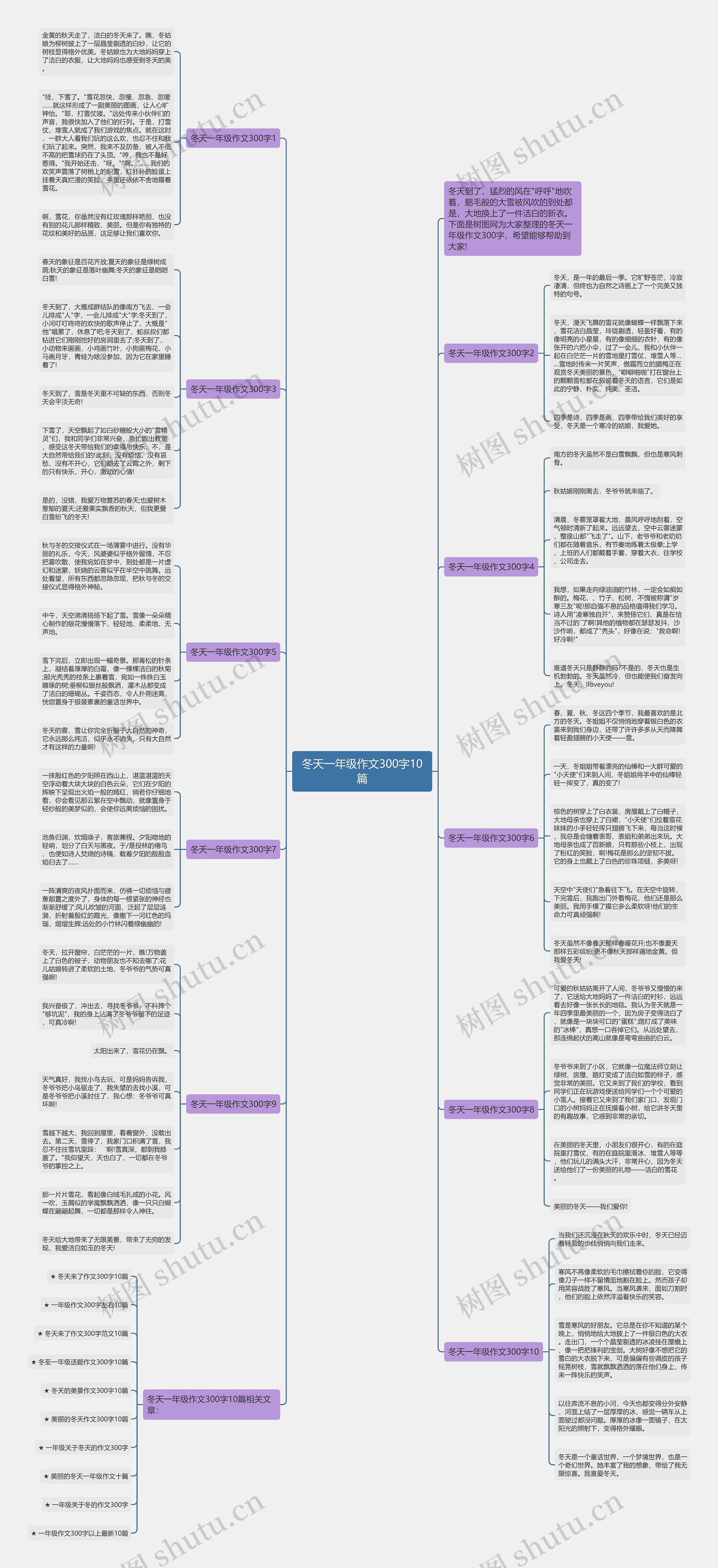 冬天一年级作文300字10篇思维导图