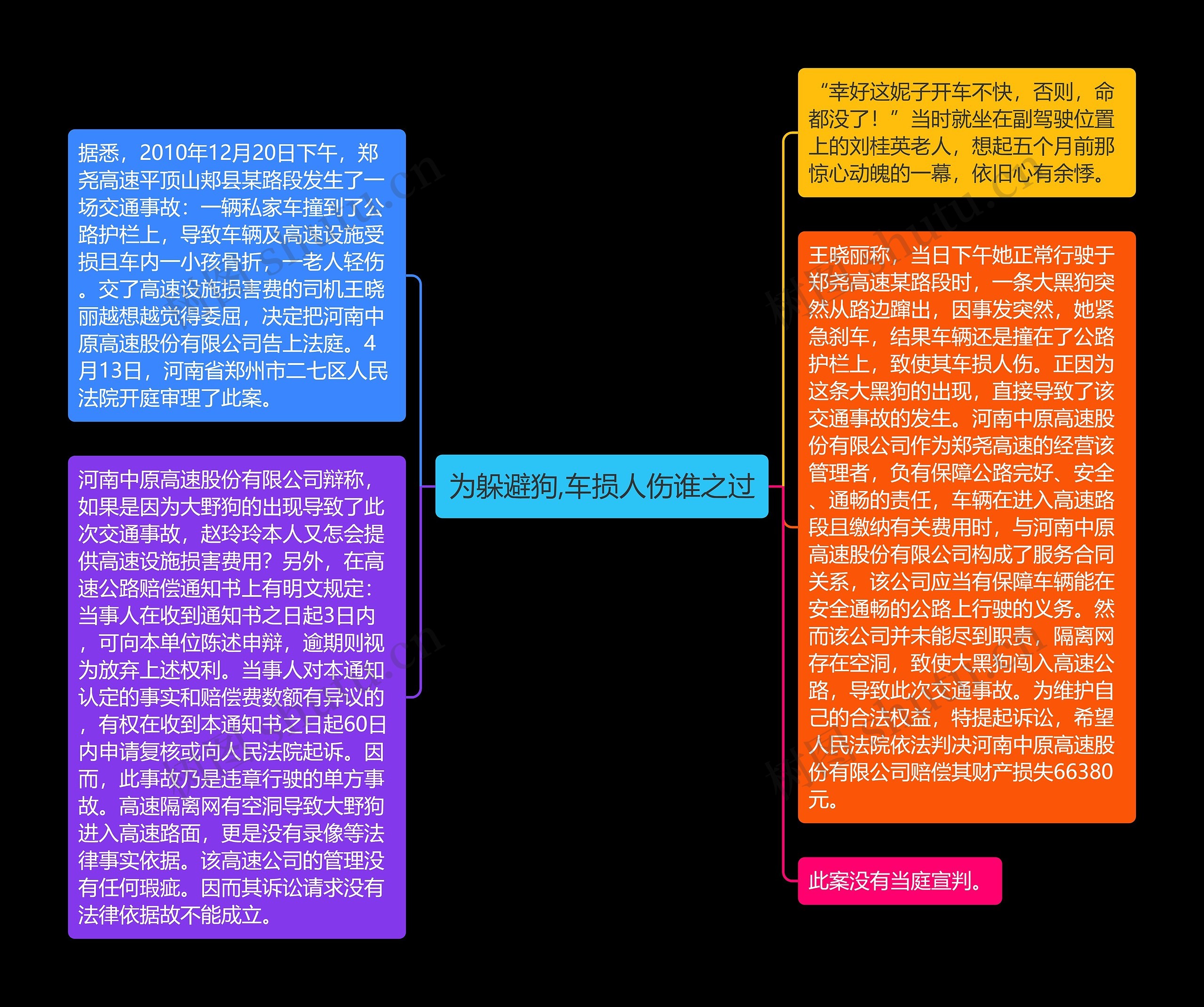 为躲避狗,车损人伤谁之过思维导图