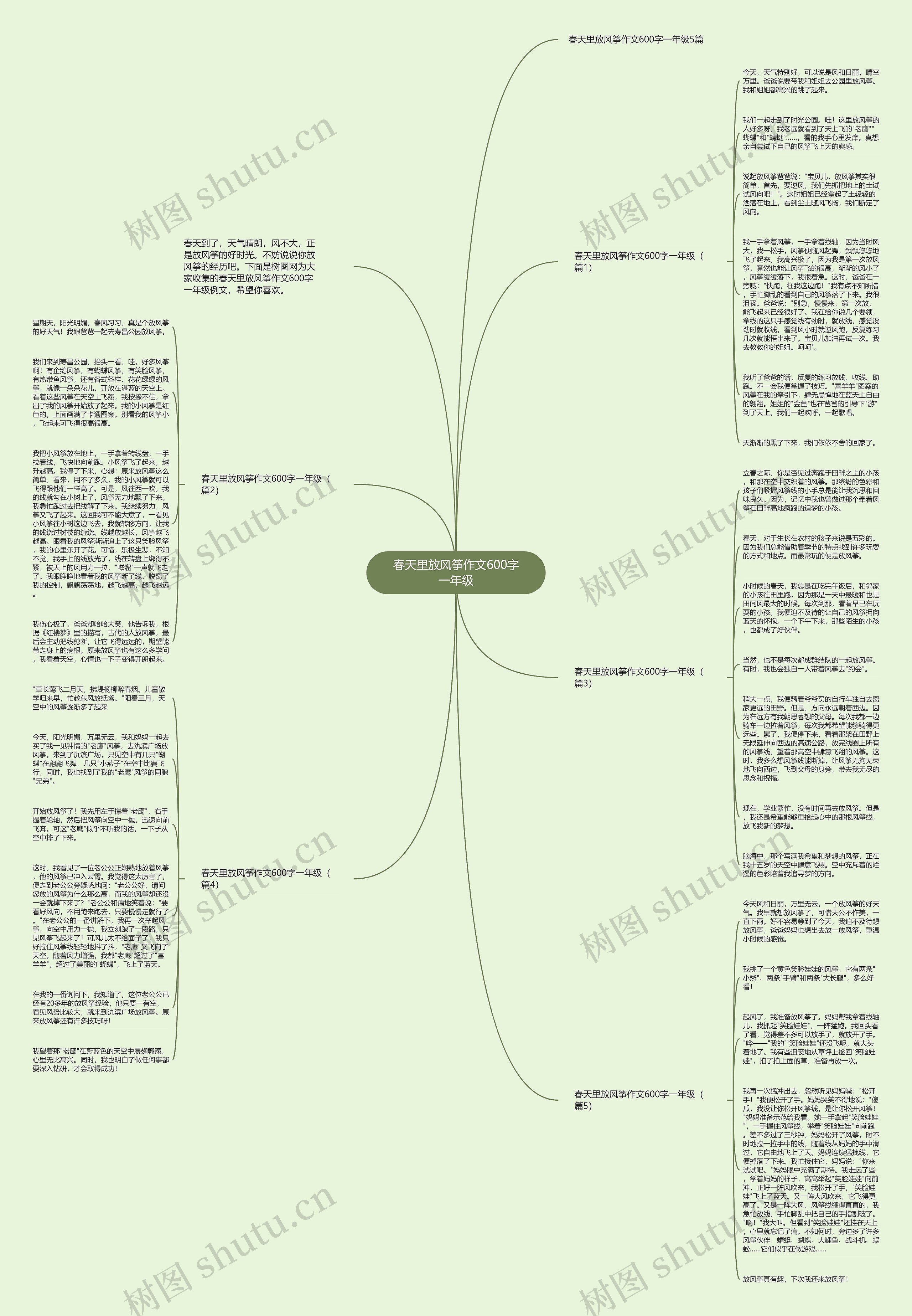 春天里放风筝作文600字一年级思维导图