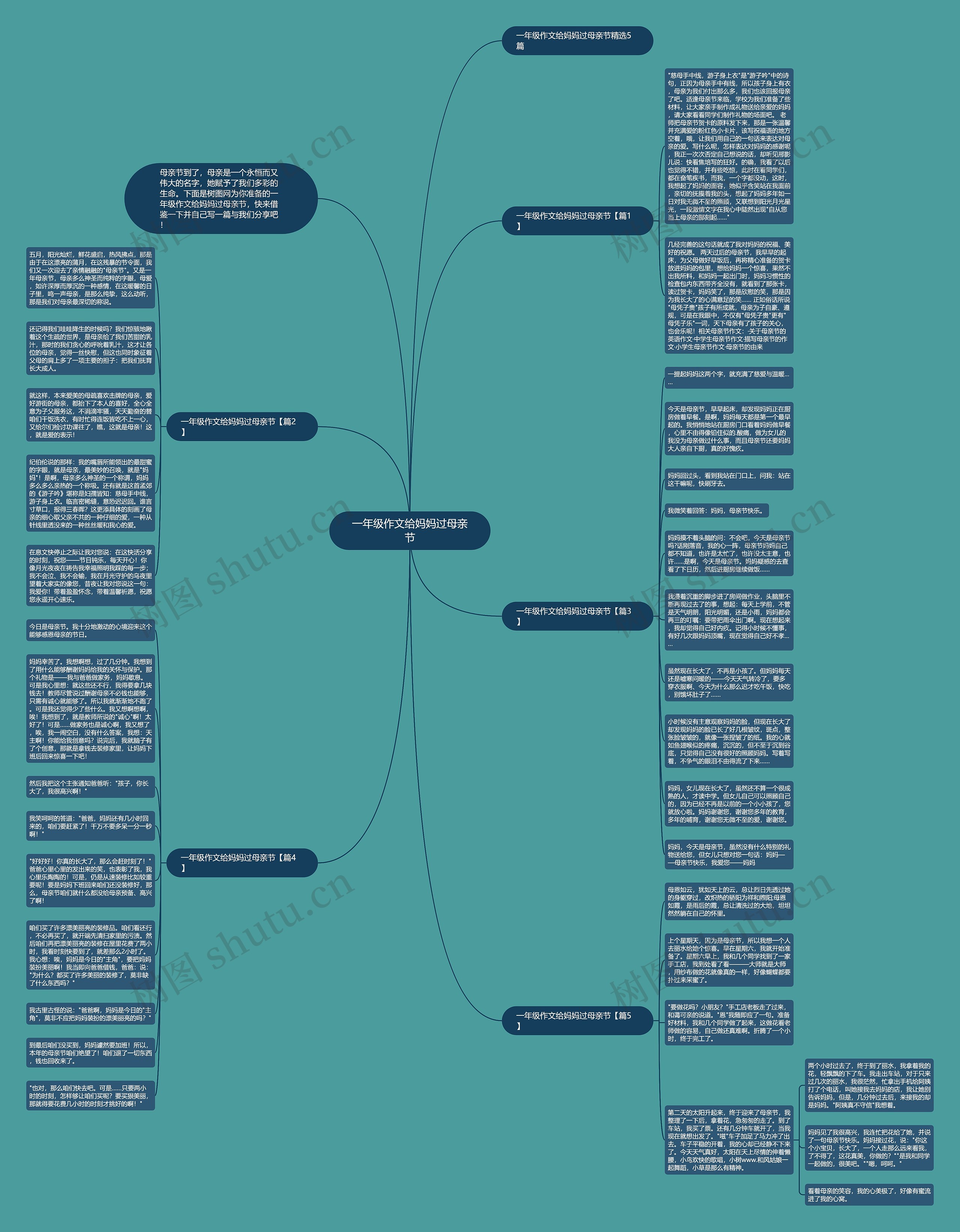 一年级作文给妈妈过母亲节思维导图