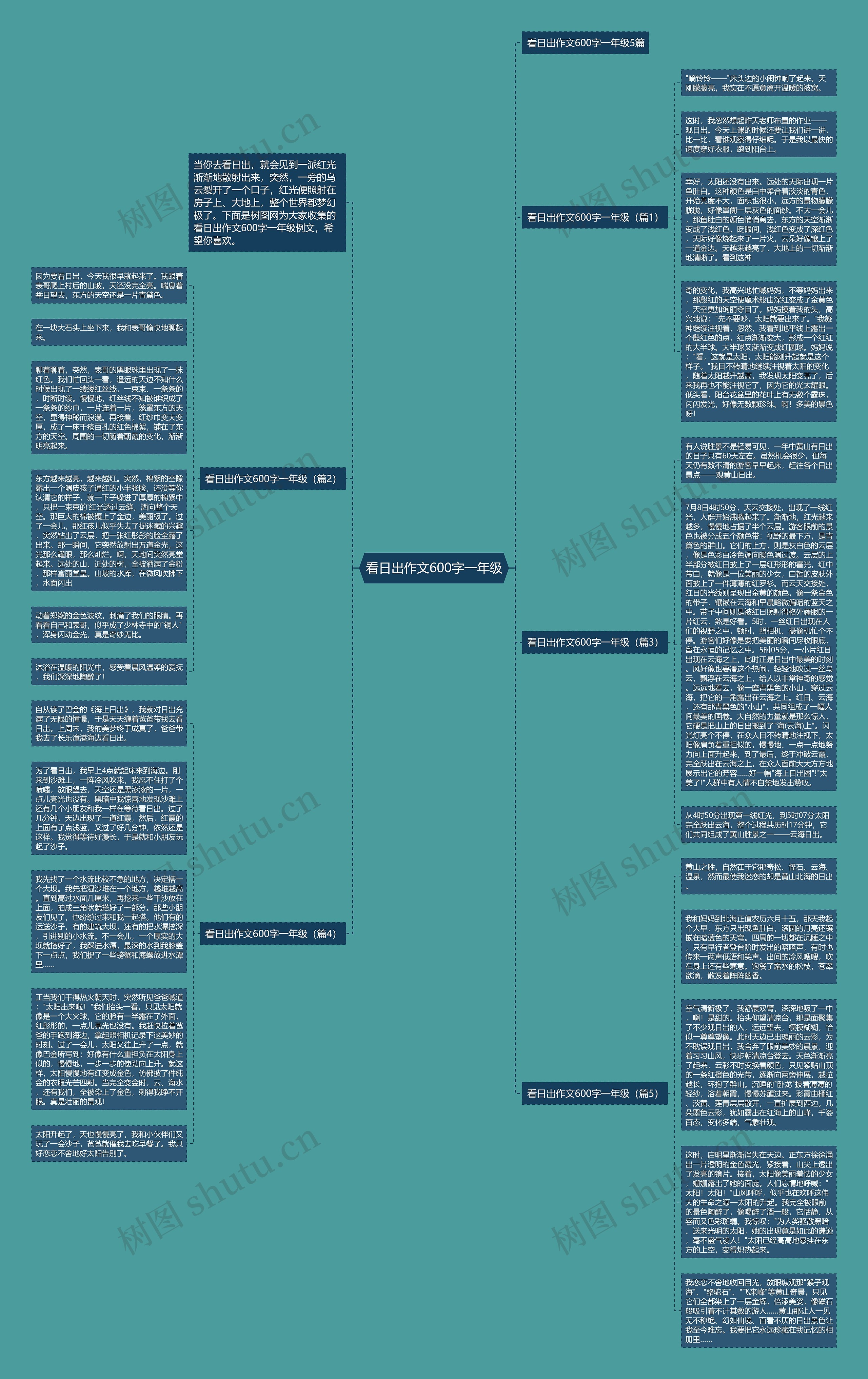 看日出作文600字一年级思维导图