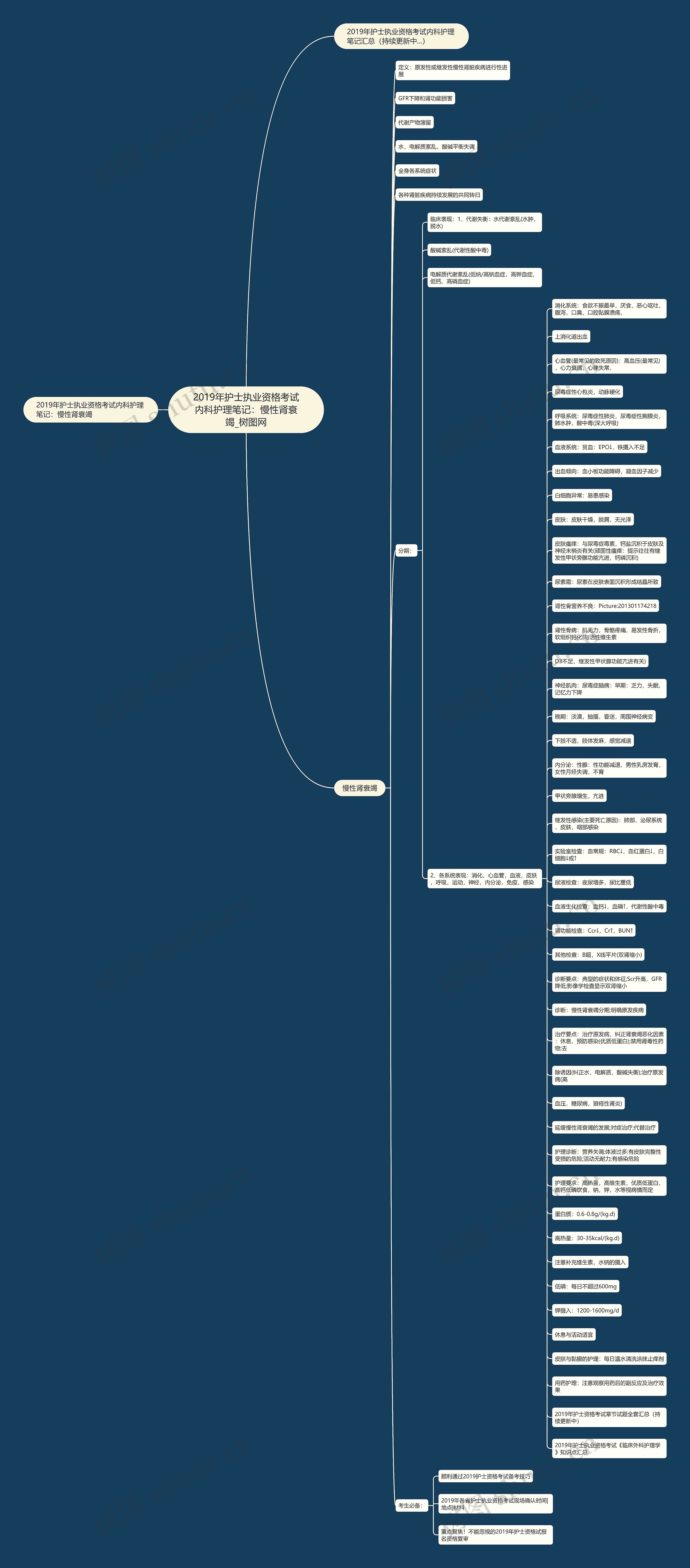 2019年护士执业资格考试内科护理笔记：慢性肾衰竭思维导图