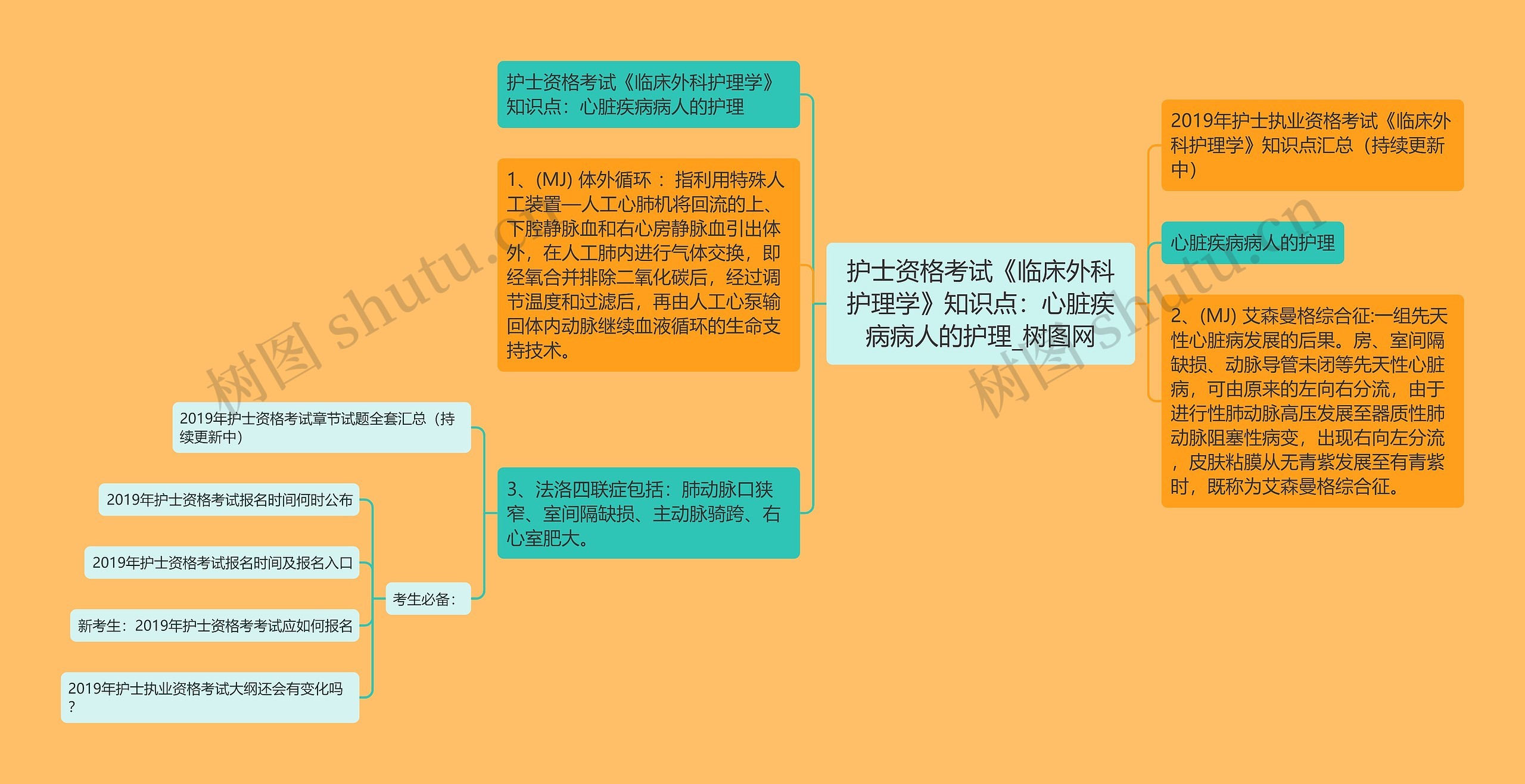 护士资格考试《临床外科护理学》知识点：心脏疾病病人的护理思维导图