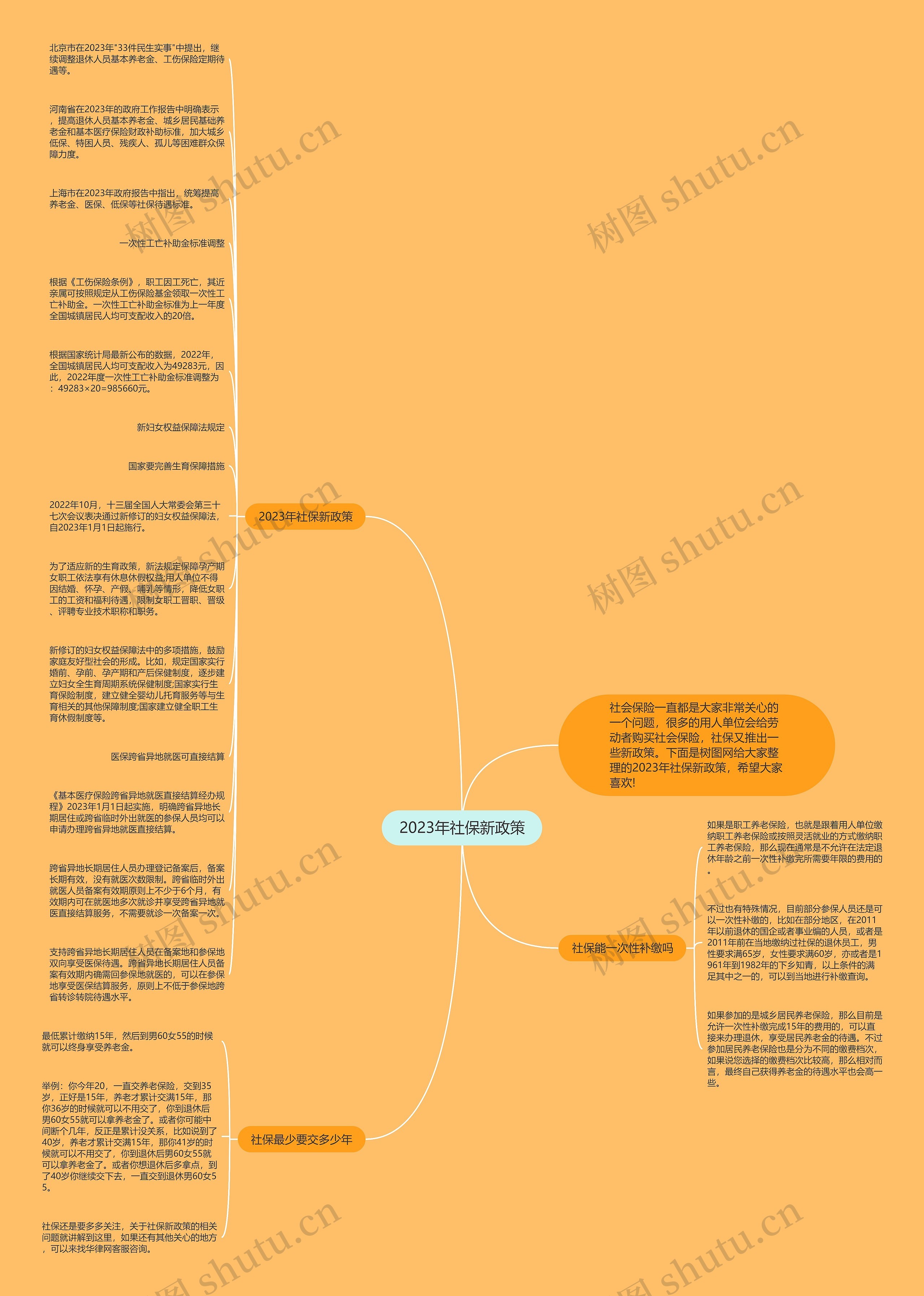 2023年社保新政策思维导图