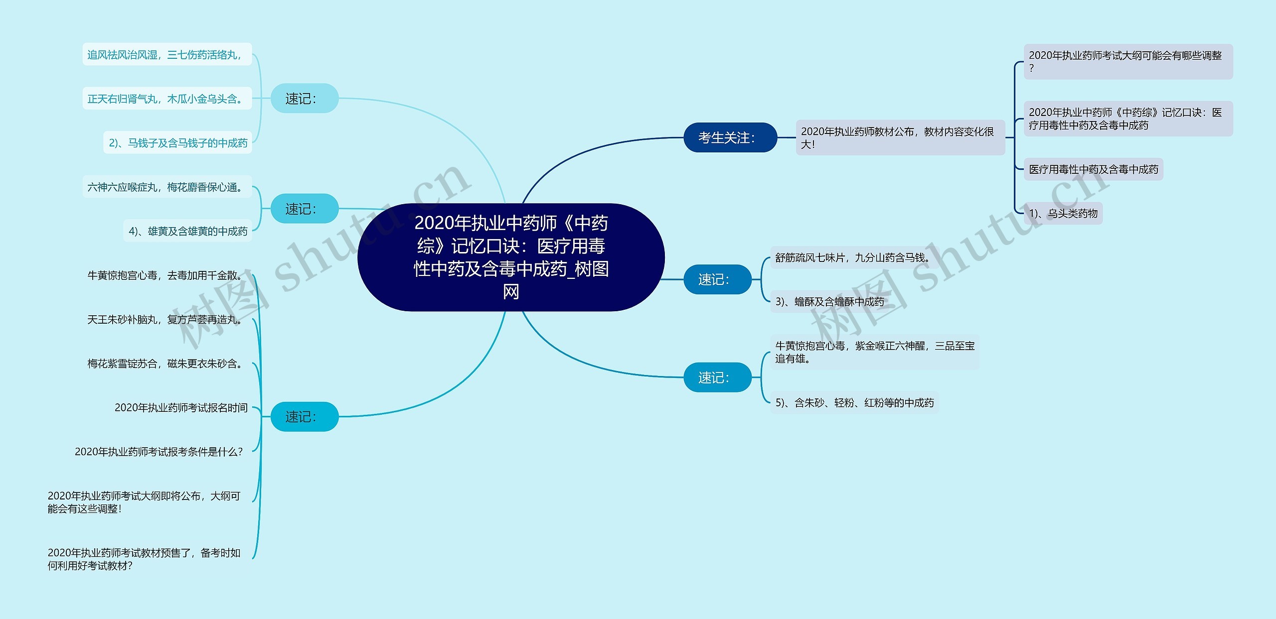 2020年执业中药师《中药综》记忆口诀：医疗用毒性中药及含毒中成药思维导图