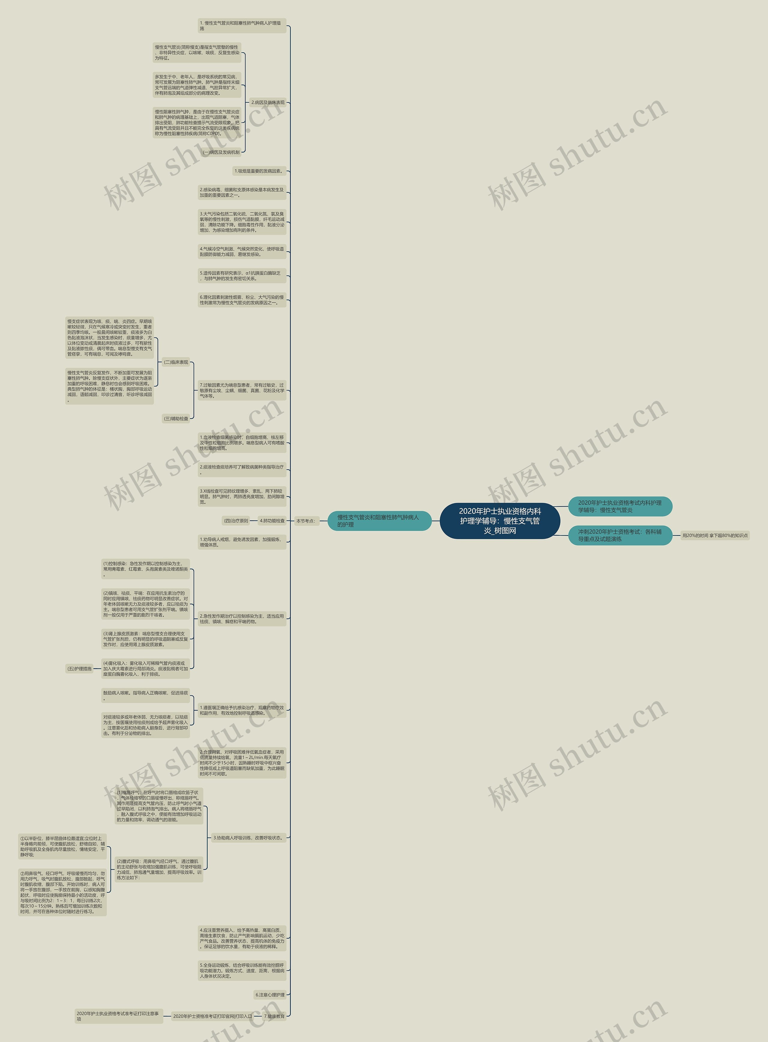 2020年护士执业资格内科护理学辅导：慢性支气管炎思维导图