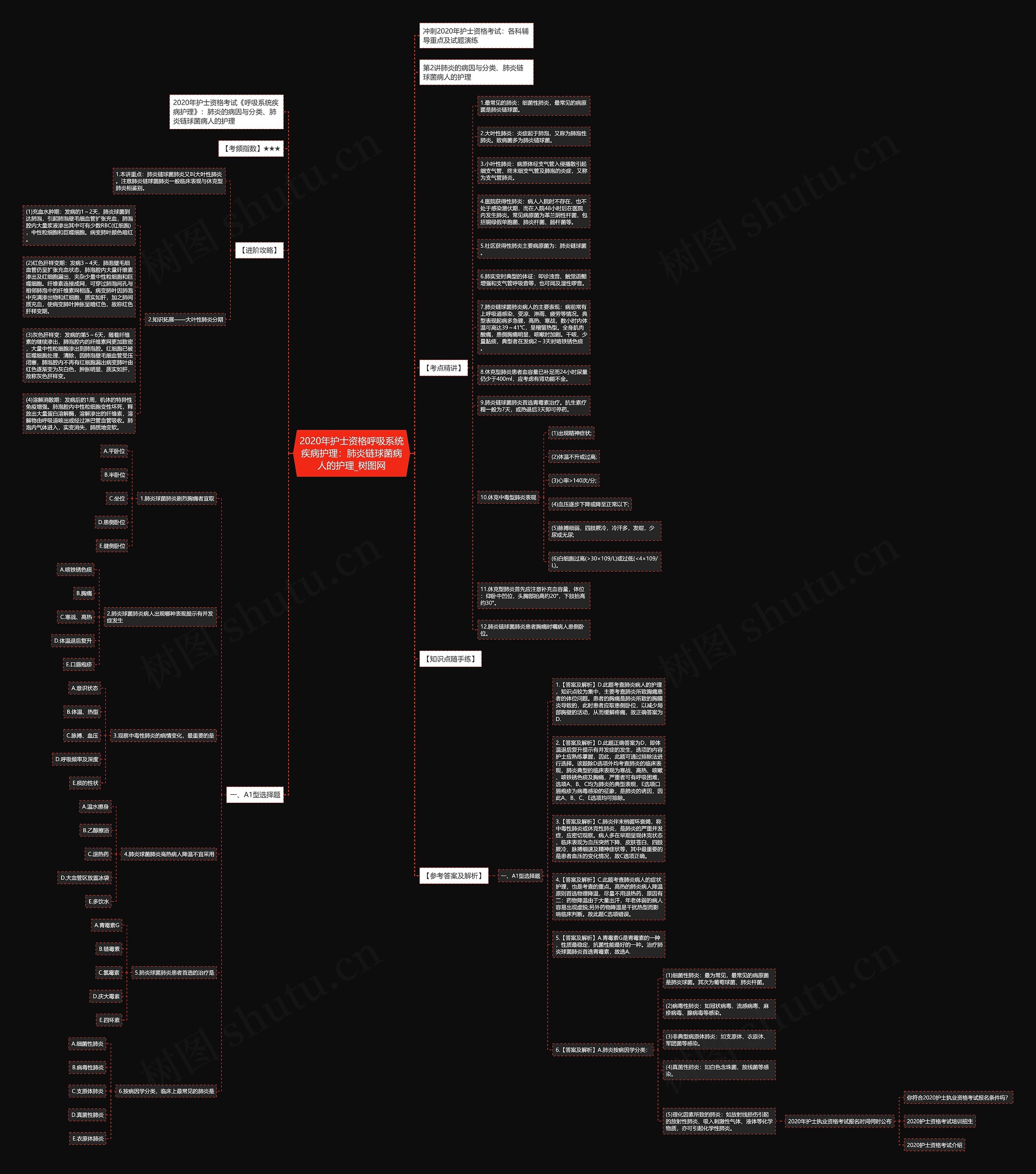 2020年护士资格呼吸系统疾病护理：肺炎链球菌病人的护理思维导图