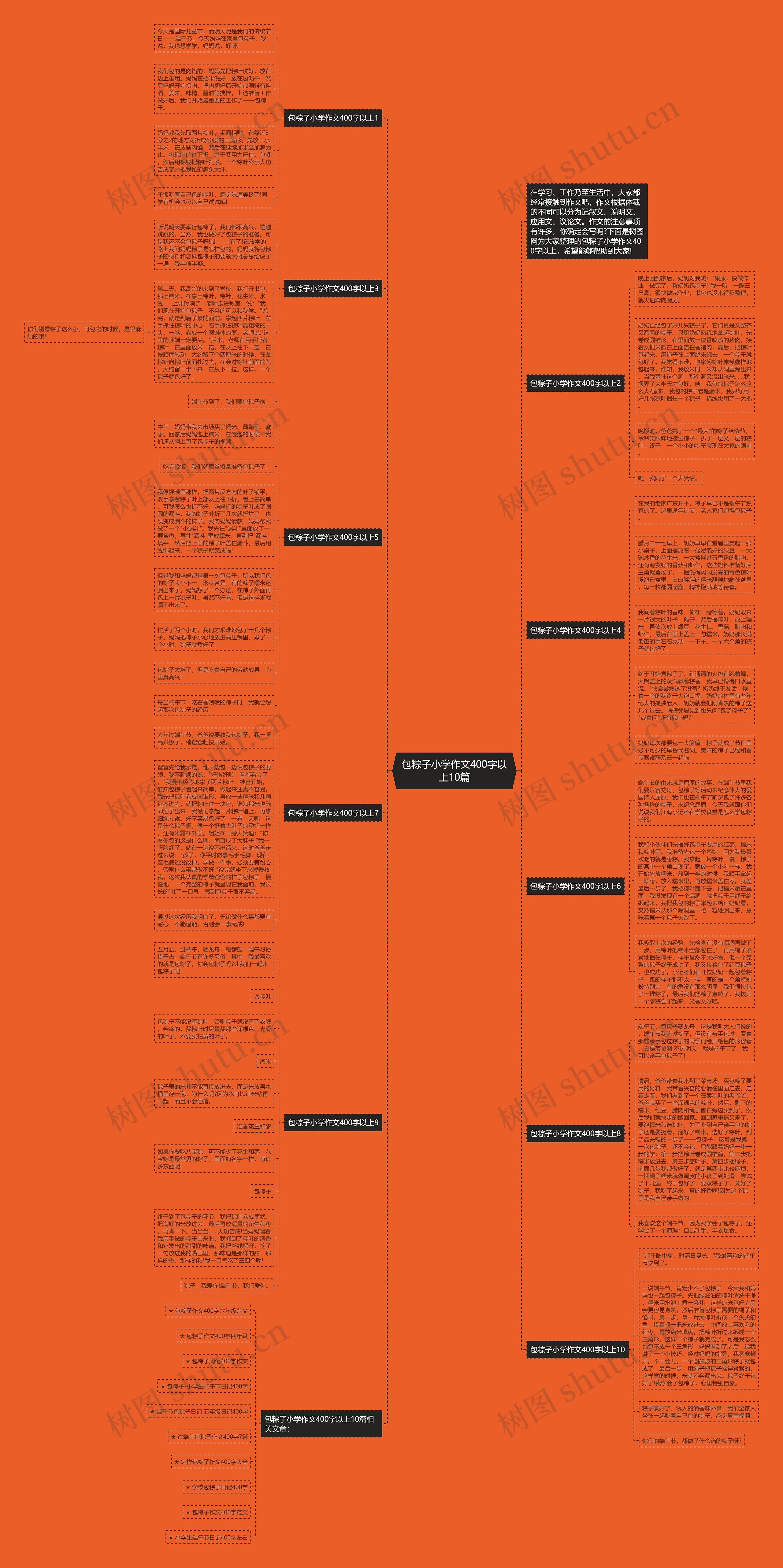 包粽子小学作文400字以上10篇思维导图