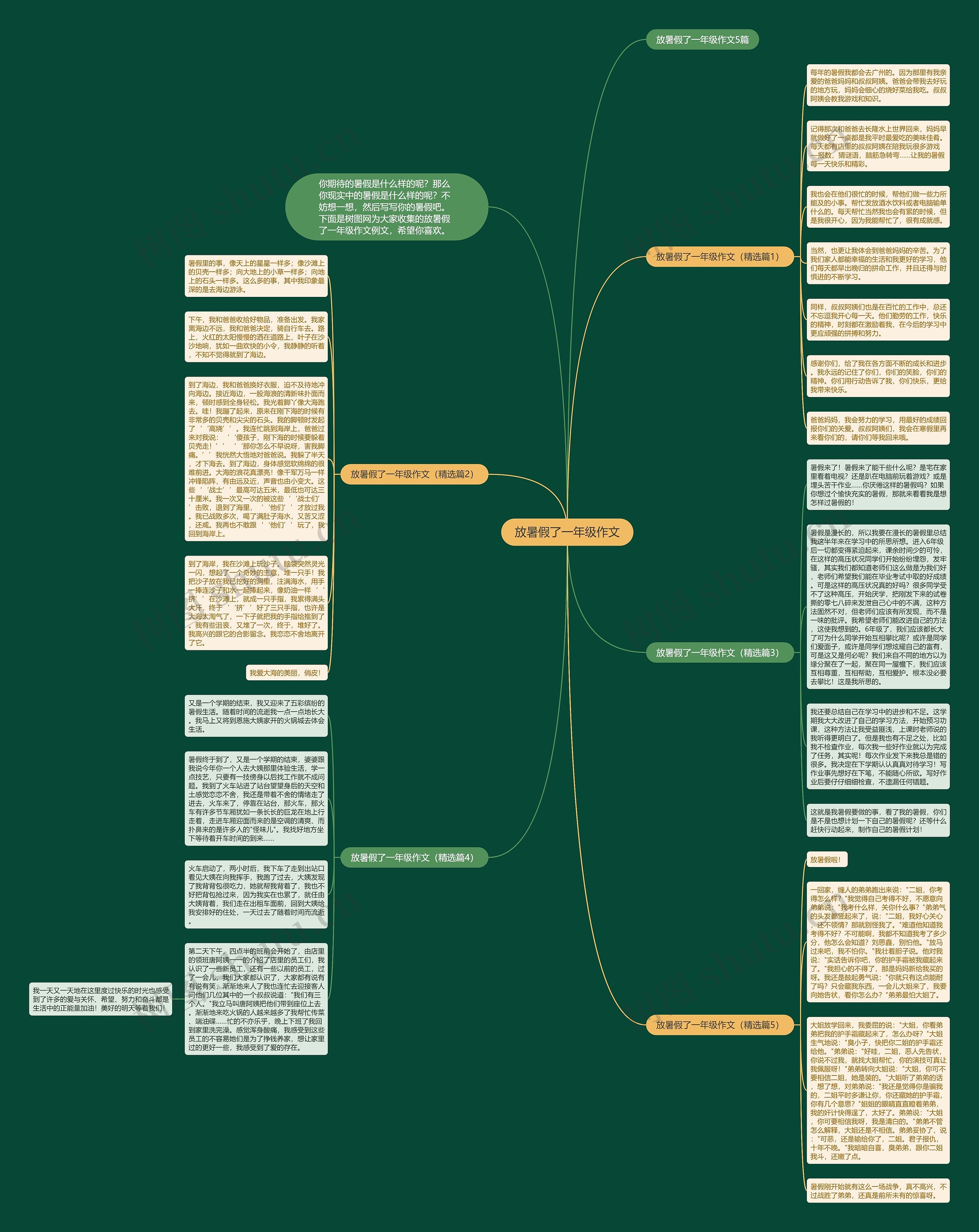 放暑假了一年级作文思维导图