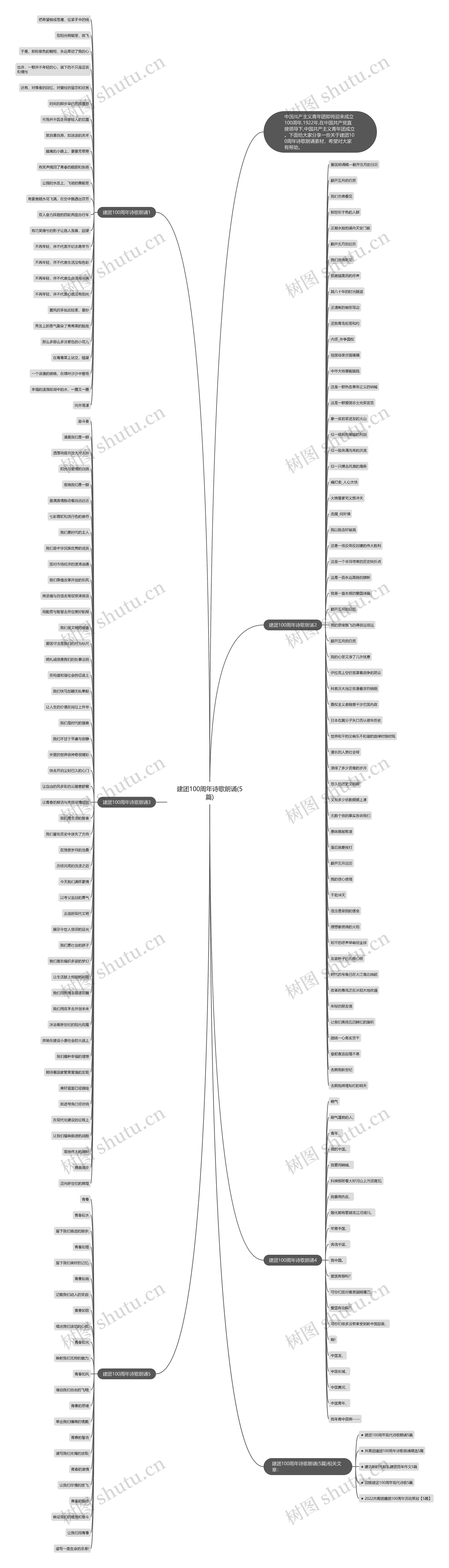 建团100周年诗歌朗诵(5篇)思维导图