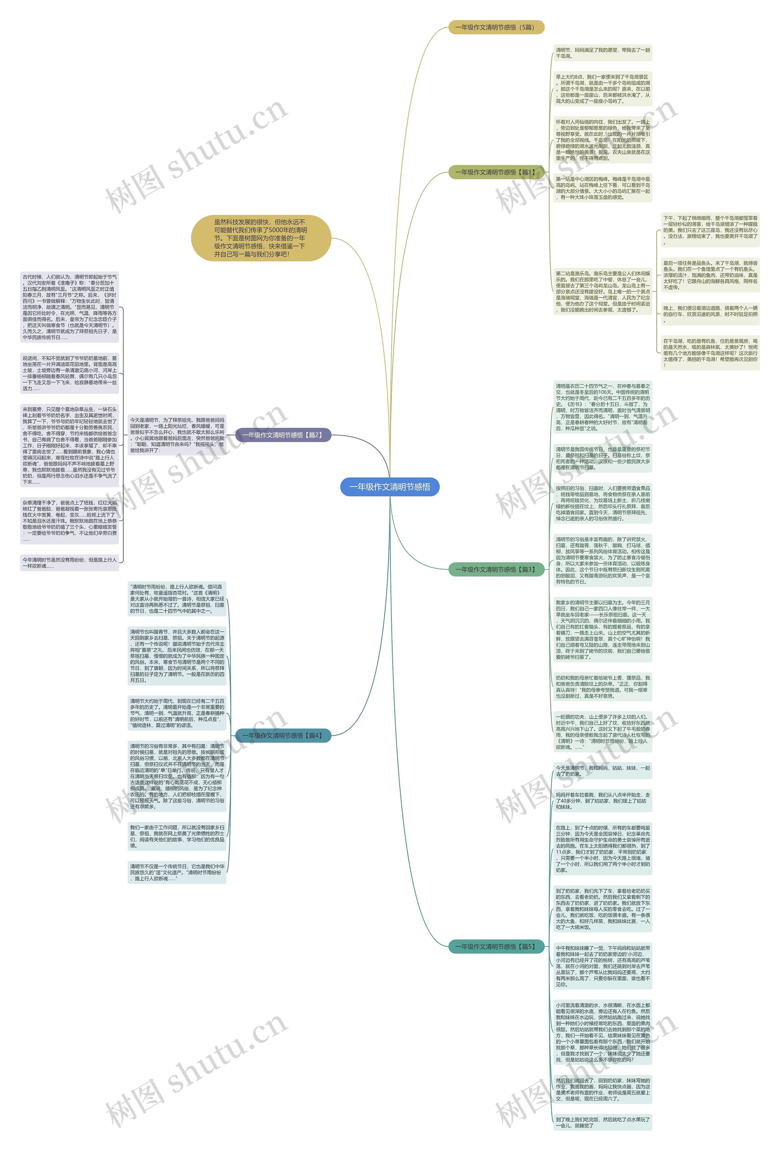 一年级作文清明节感悟思维导图