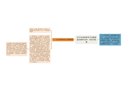 2023年考研数学三试题答案及解析出炉!点击对答案 2023年考研数学三试题答案及解析出炉!点击对答案