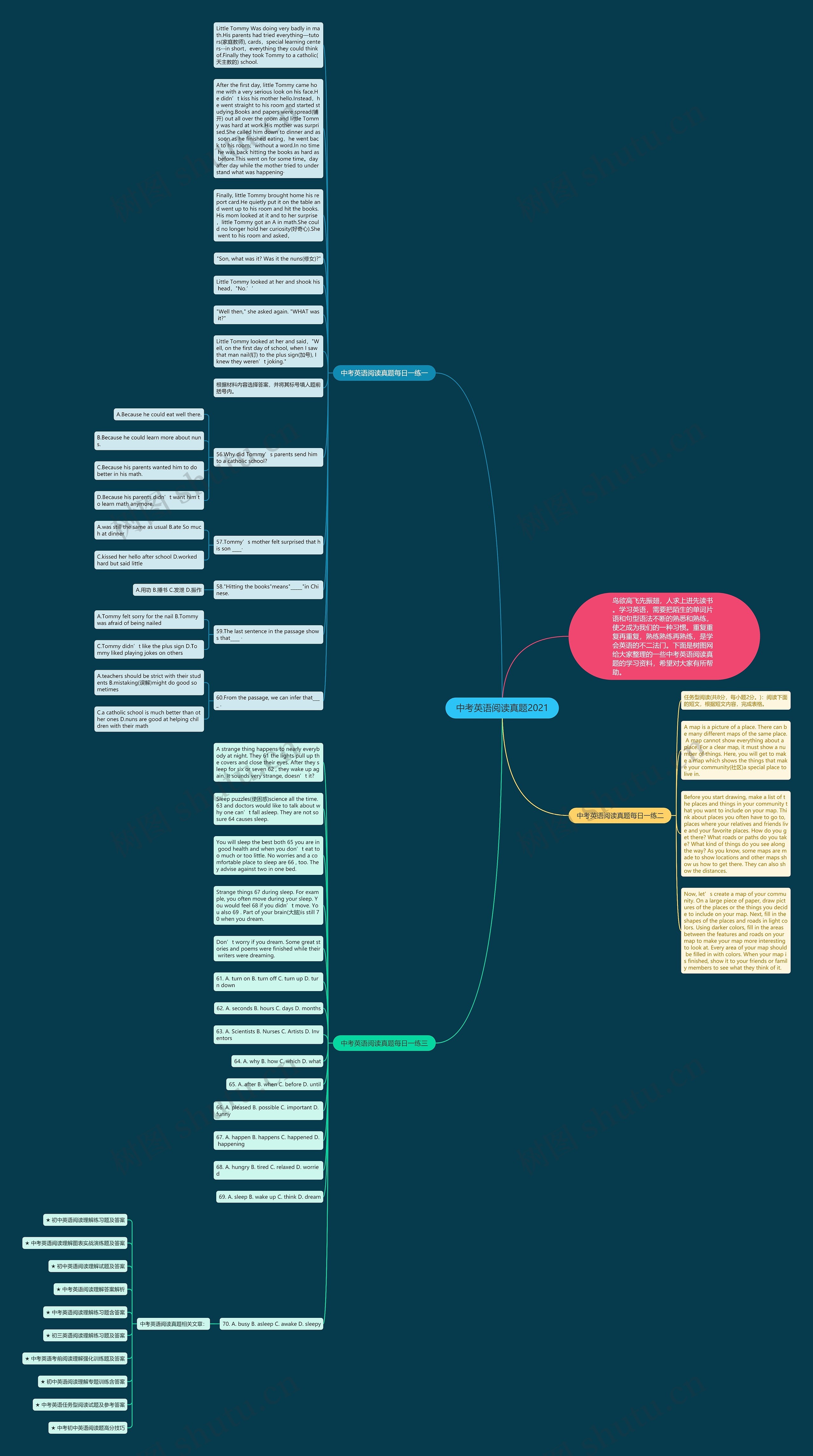 中考英语阅读真题2021思维导图