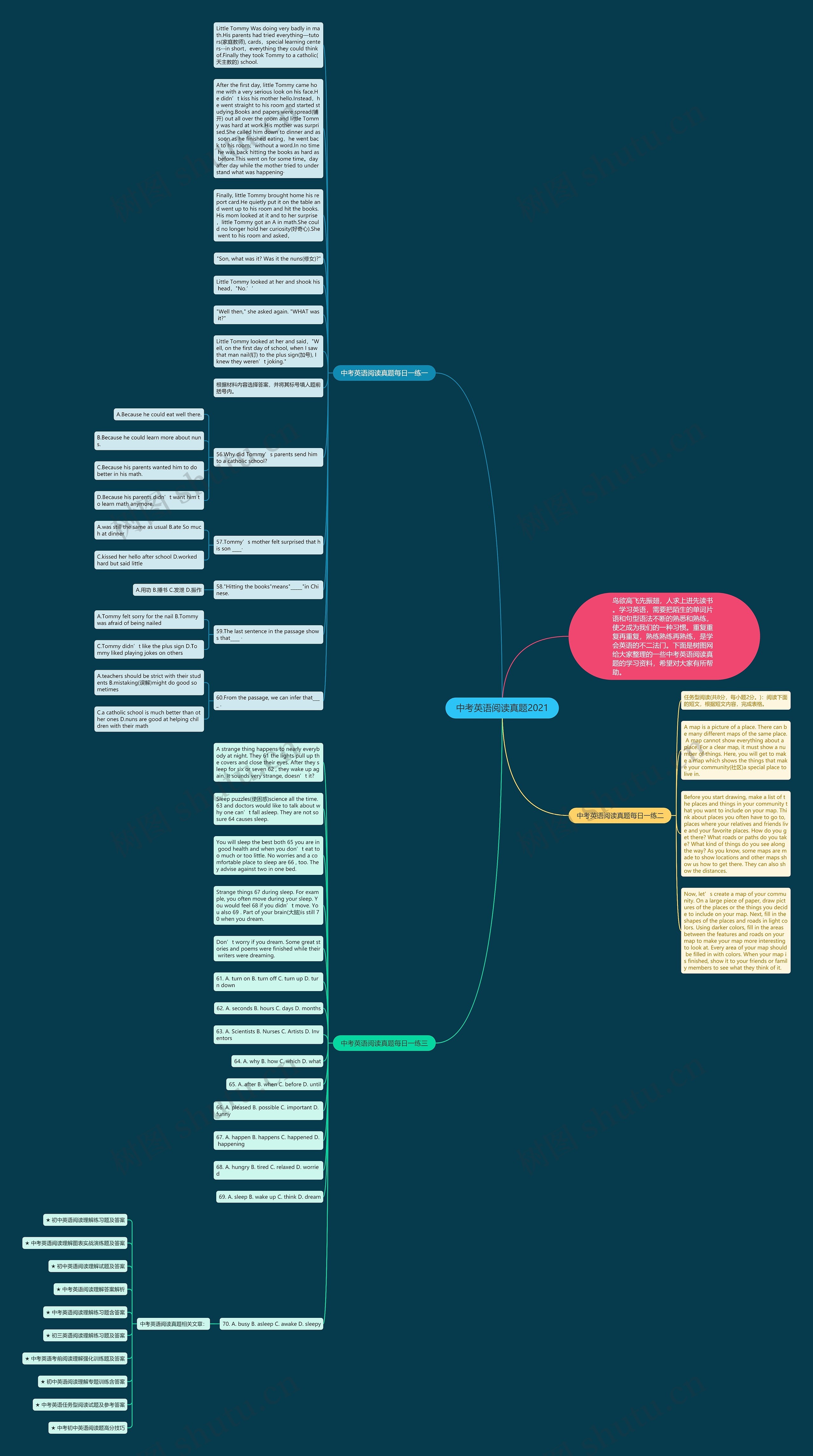 中考英语阅读真题2021思维导图高清图 中考英语阅读真题2021思维导图