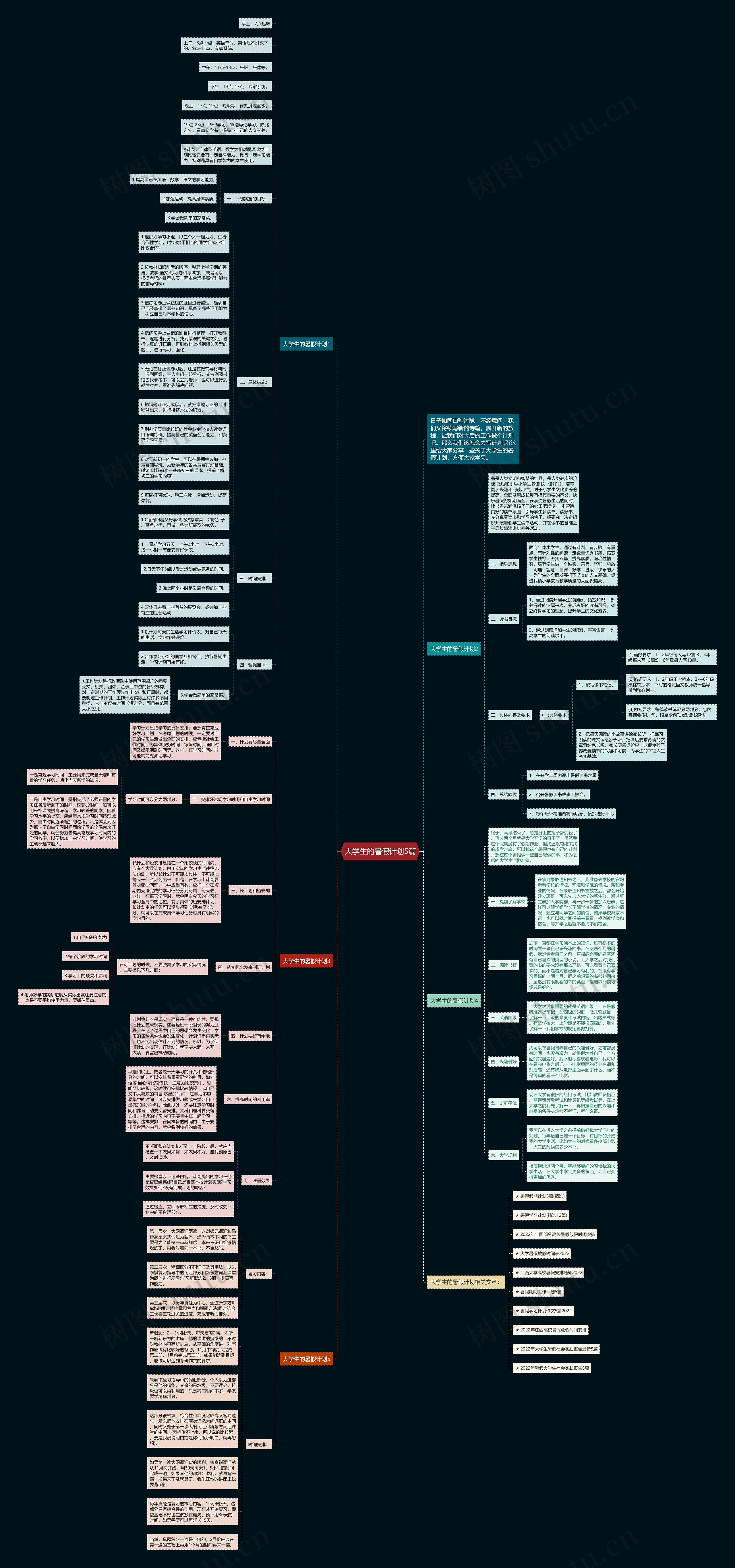 大学生的暑假计划5篇思维导图