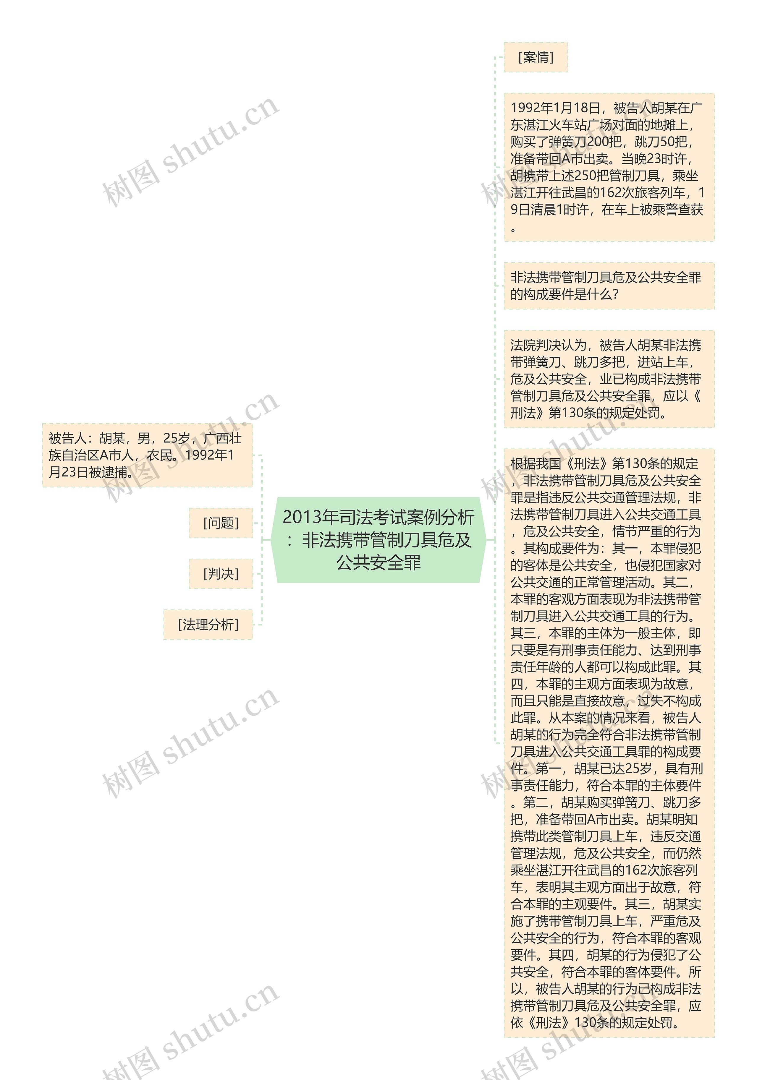 2013年司法考试案例分析：非法携带管制刀具危及公共安全罪
