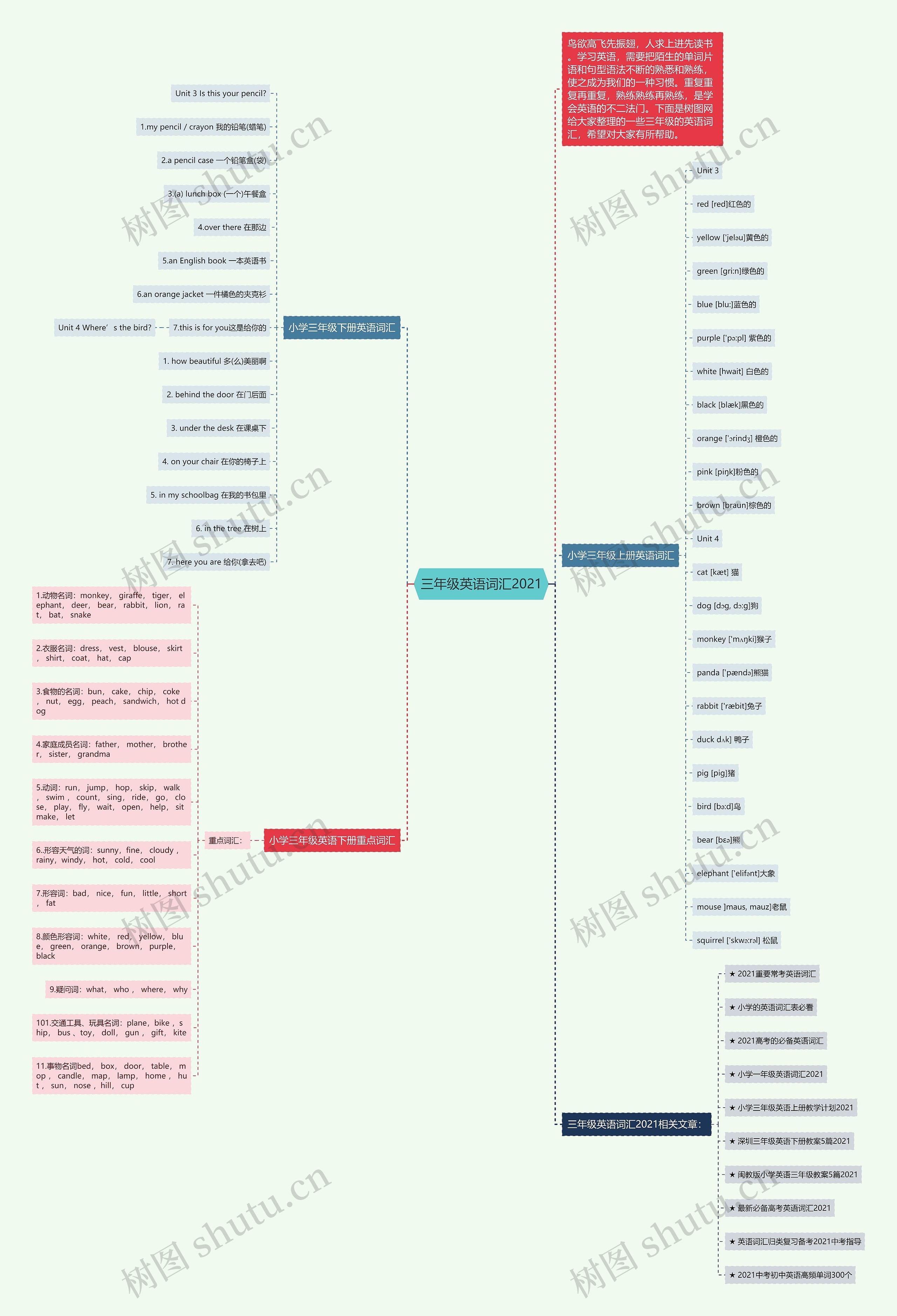 三年级英语词汇2021思维导图