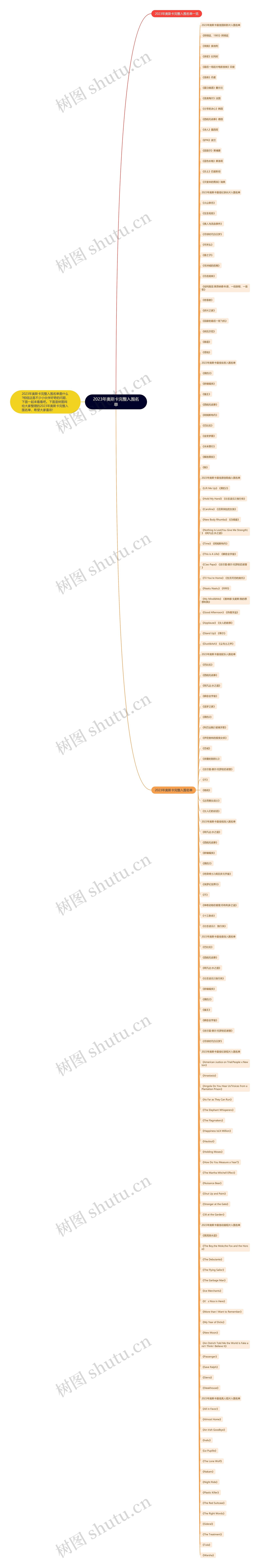 2023年奥斯卡完整入围名单思维导图