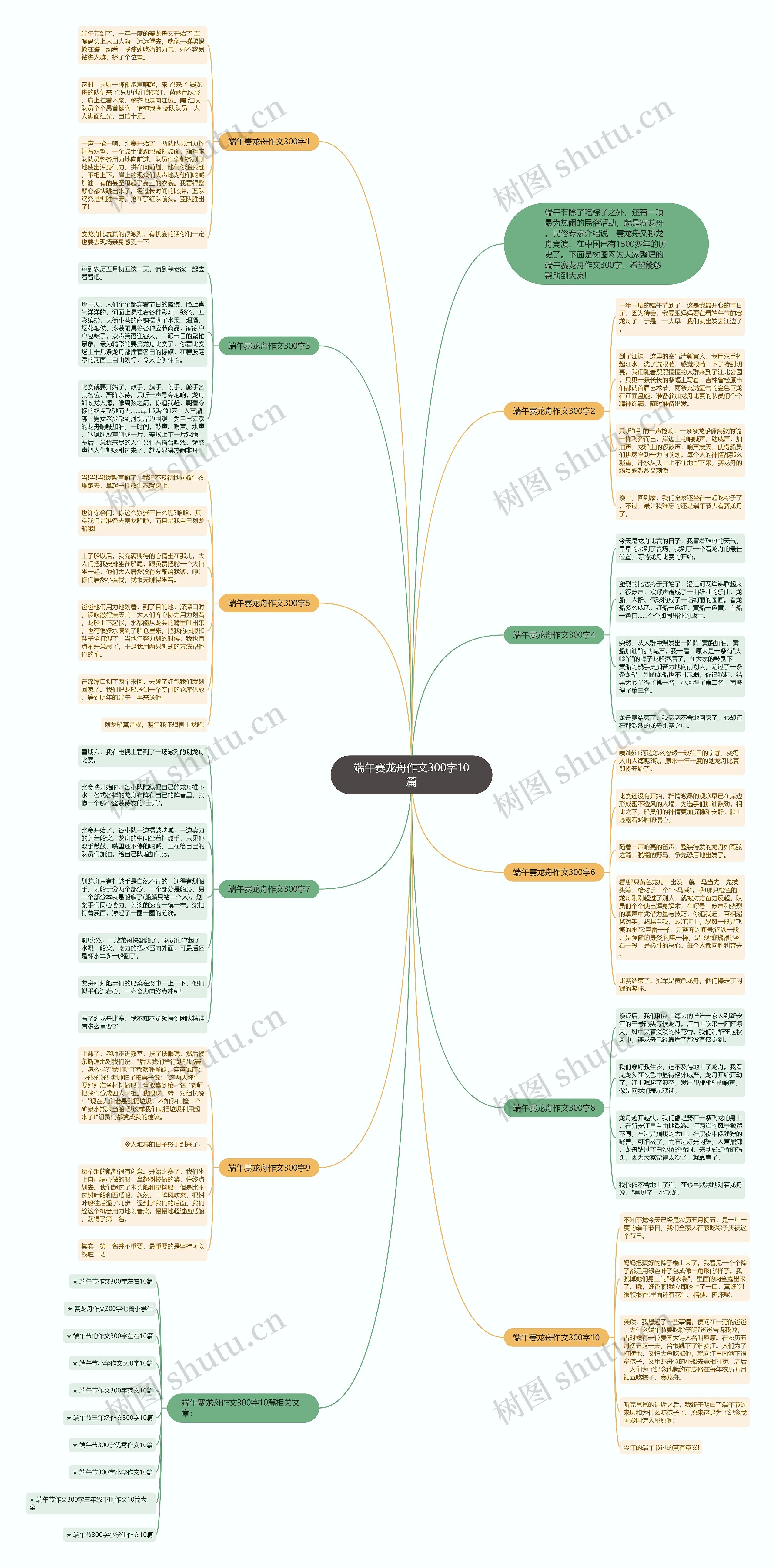 端午赛龙舟作文300字10篇思维导图