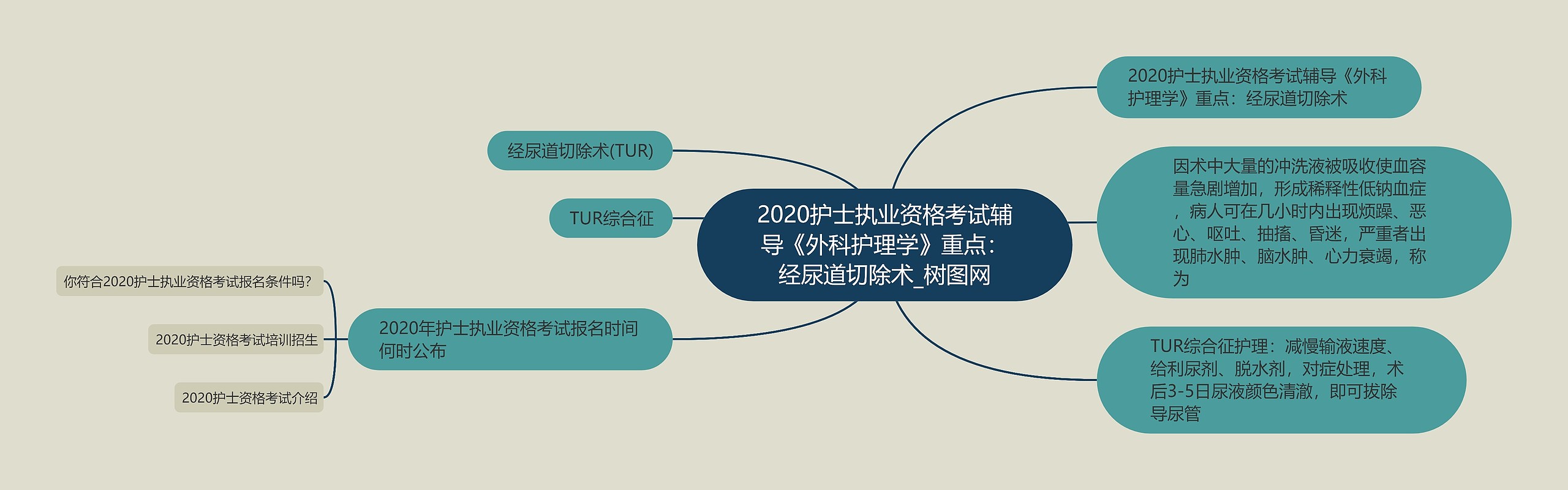 2020护士执业资格考试辅导《外科护理学》重点：经尿道切除术思维导图