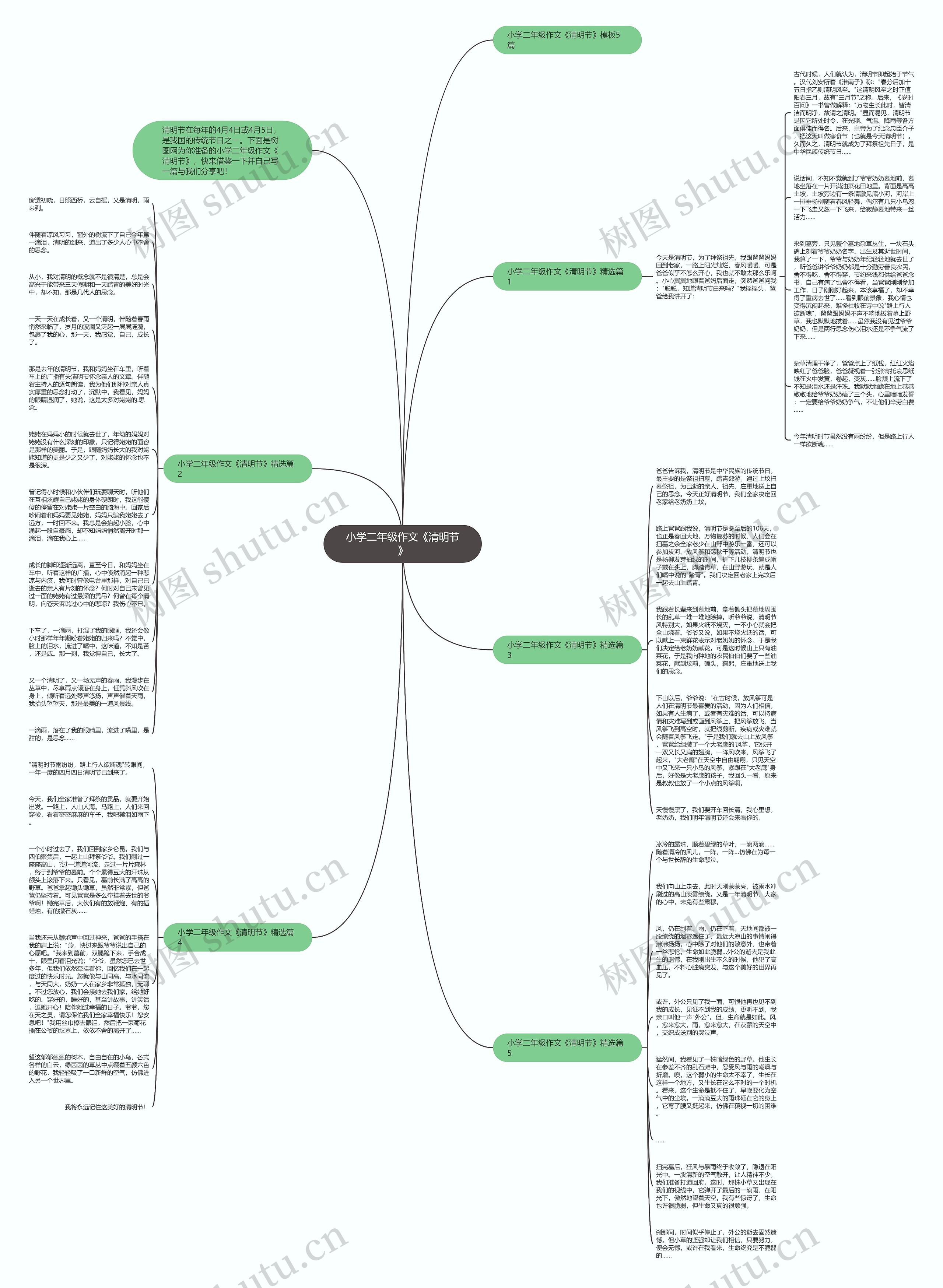 小学二年级作文《清明节》思维导图