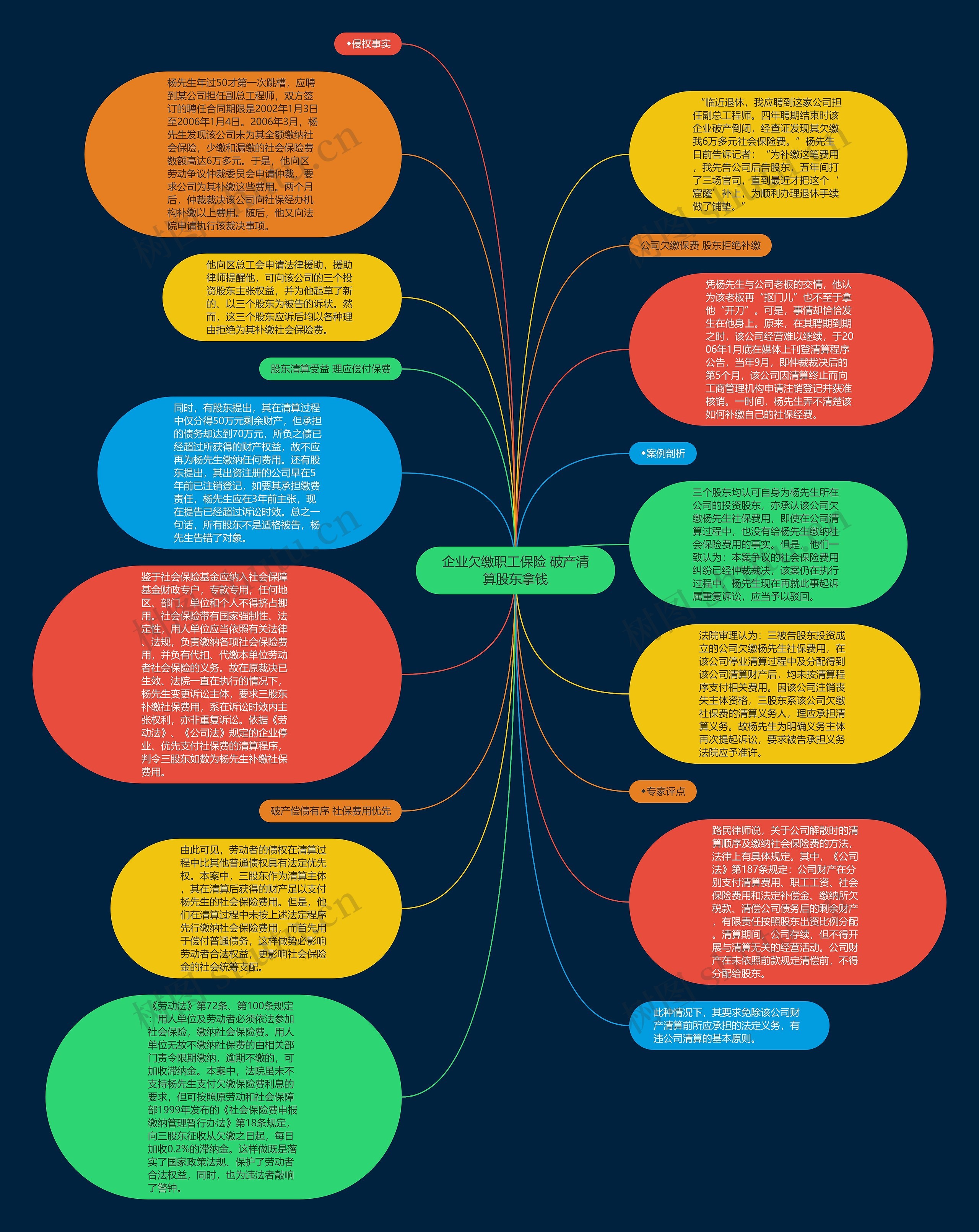 企业欠缴职工保险 破产清算股东拿钱思维导图