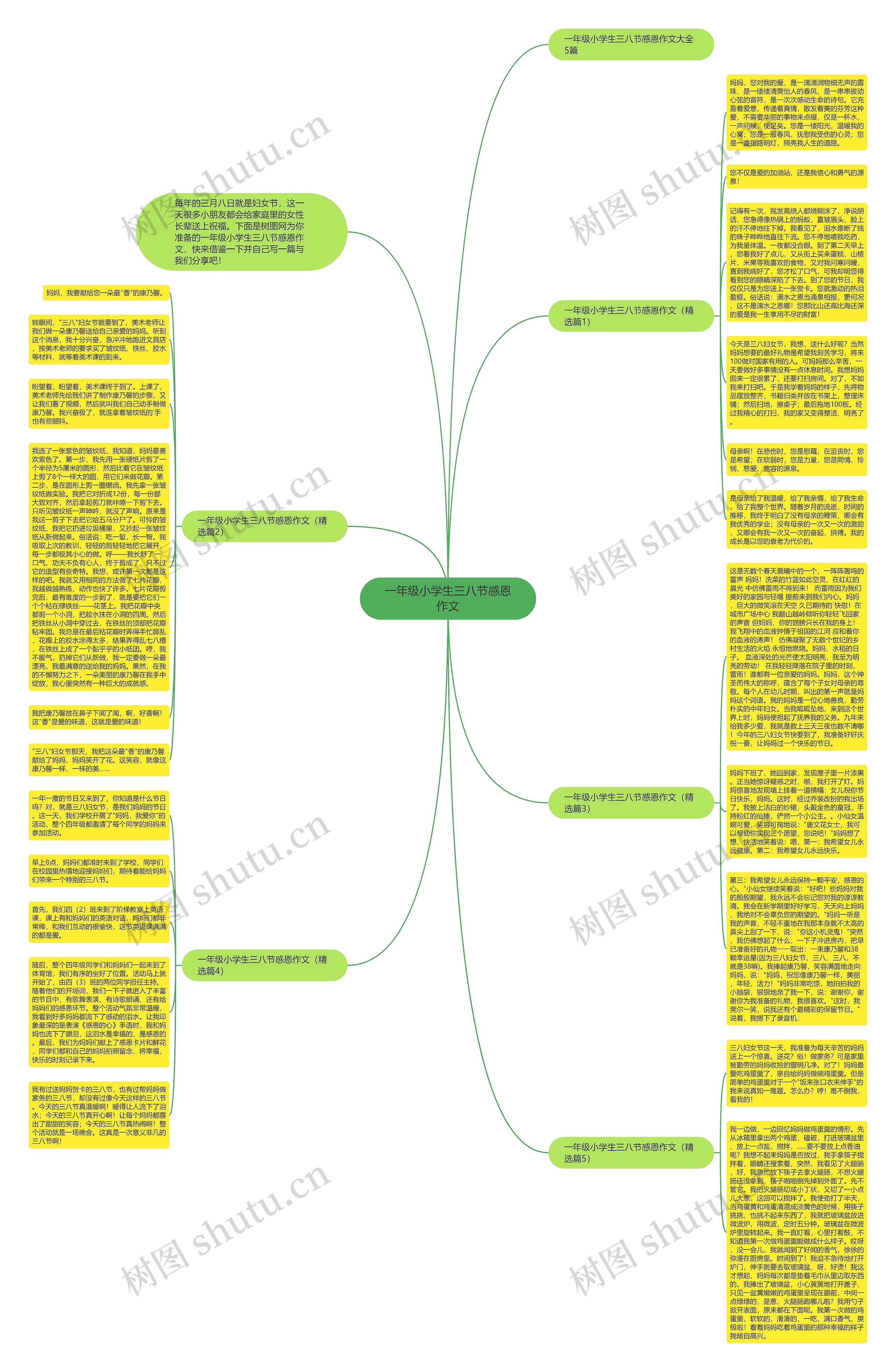一年级小学生三八节感恩作文思维导图