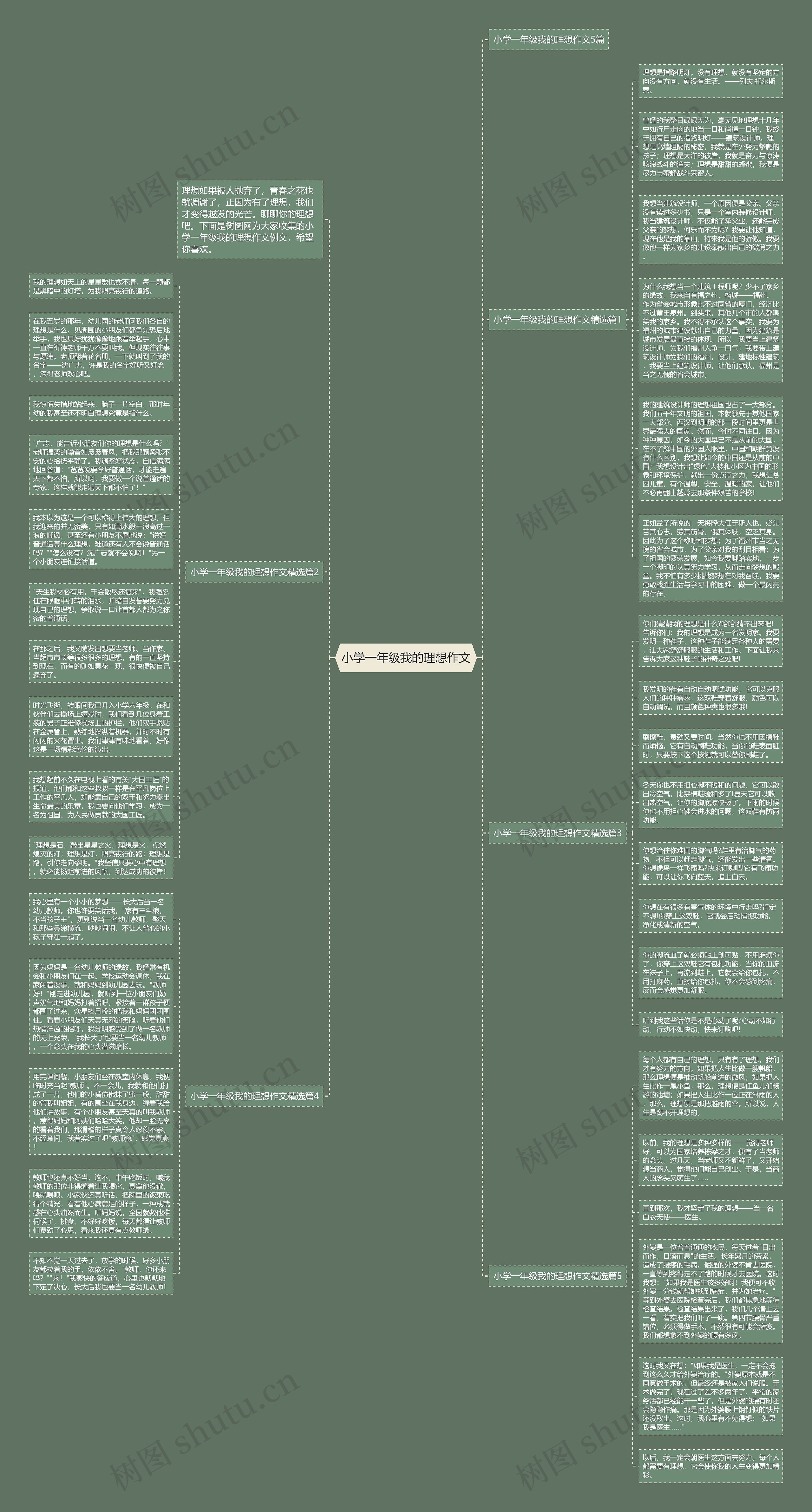 小学一年级我的理想作文思维导图