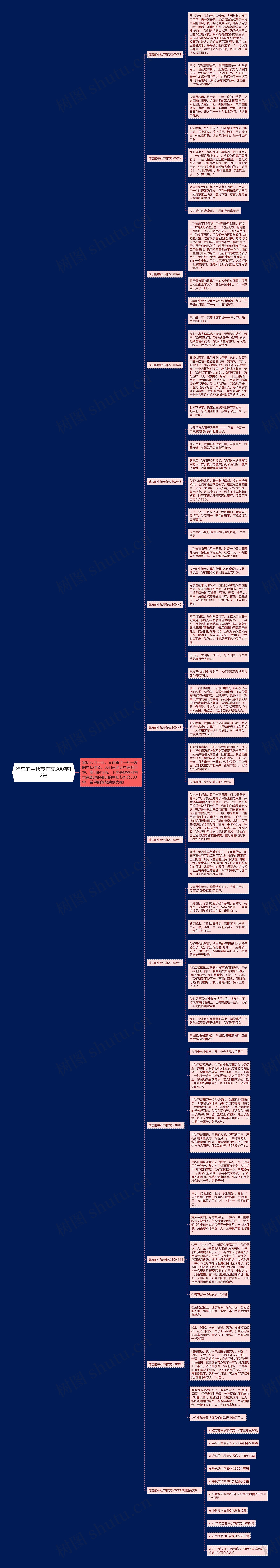 难忘的中秋节作文300字12篇思维导图