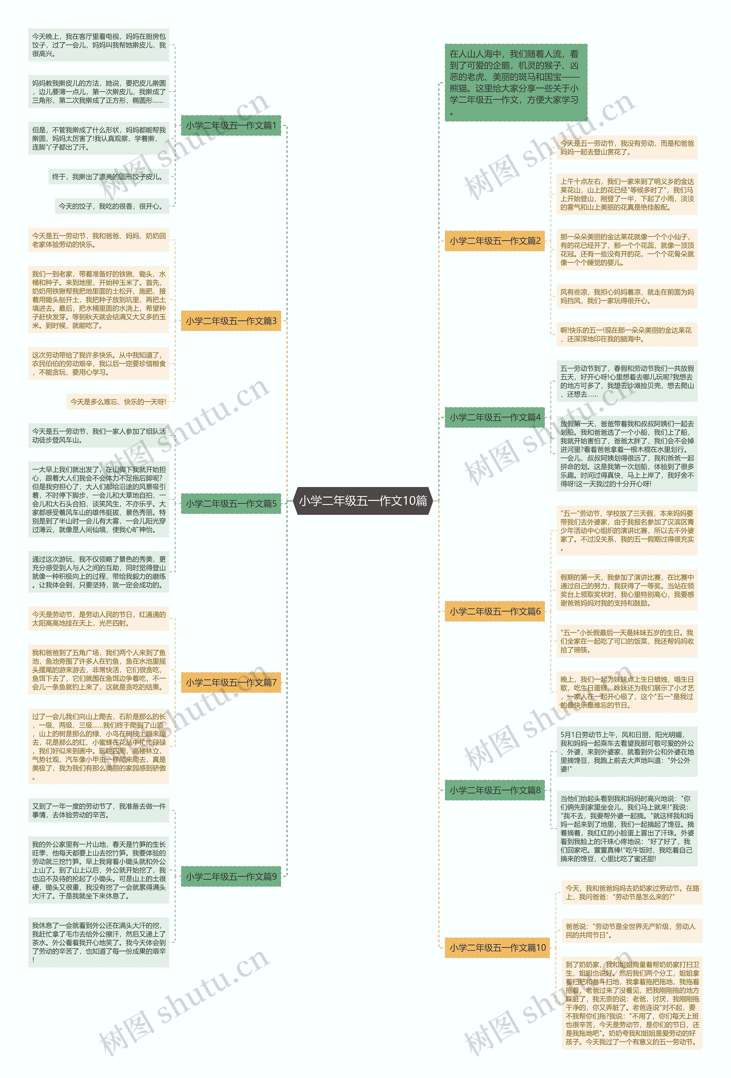 小学二年级五一作文10篇思维导图