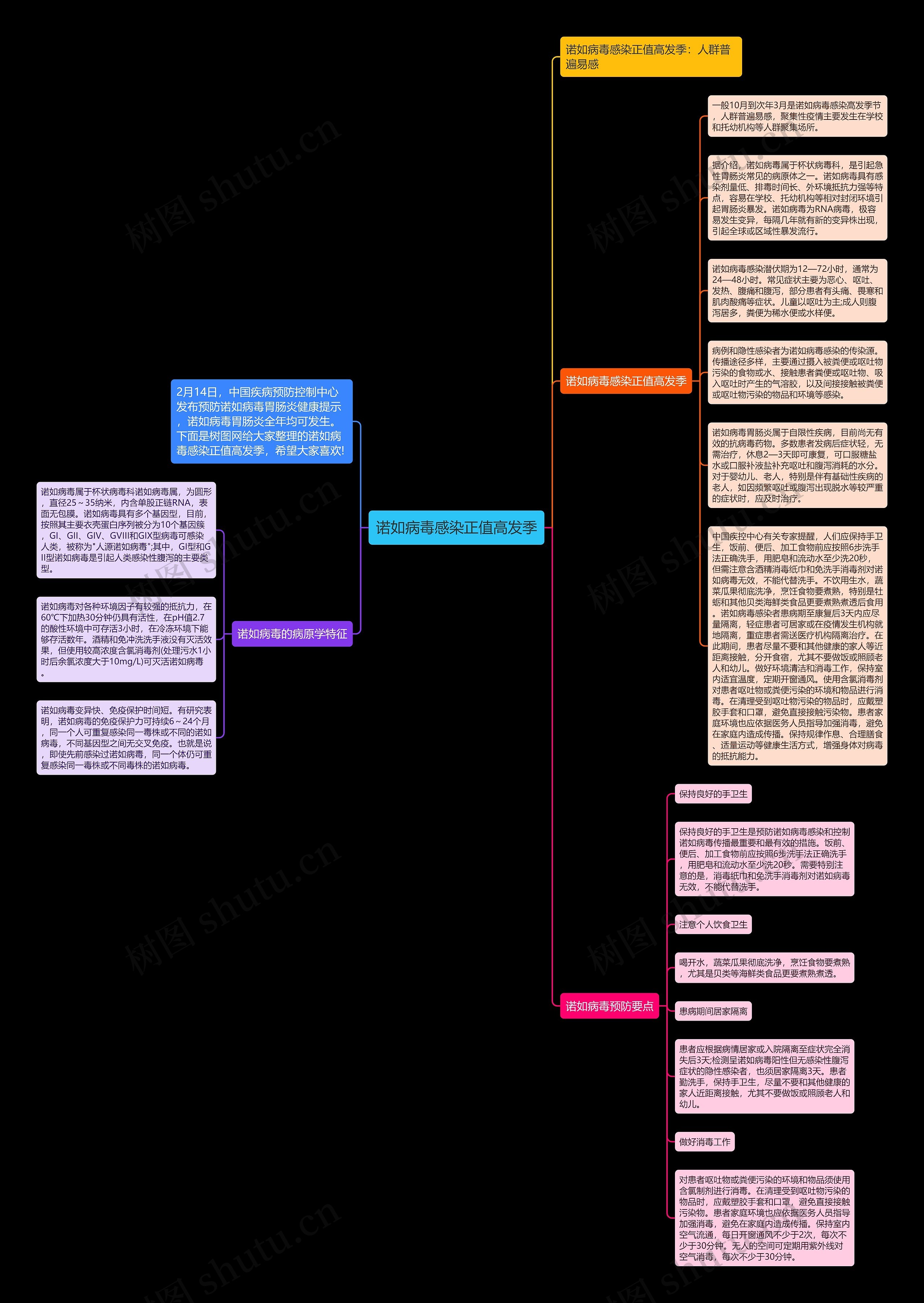 诺如病毒感染正值高发季思维导图