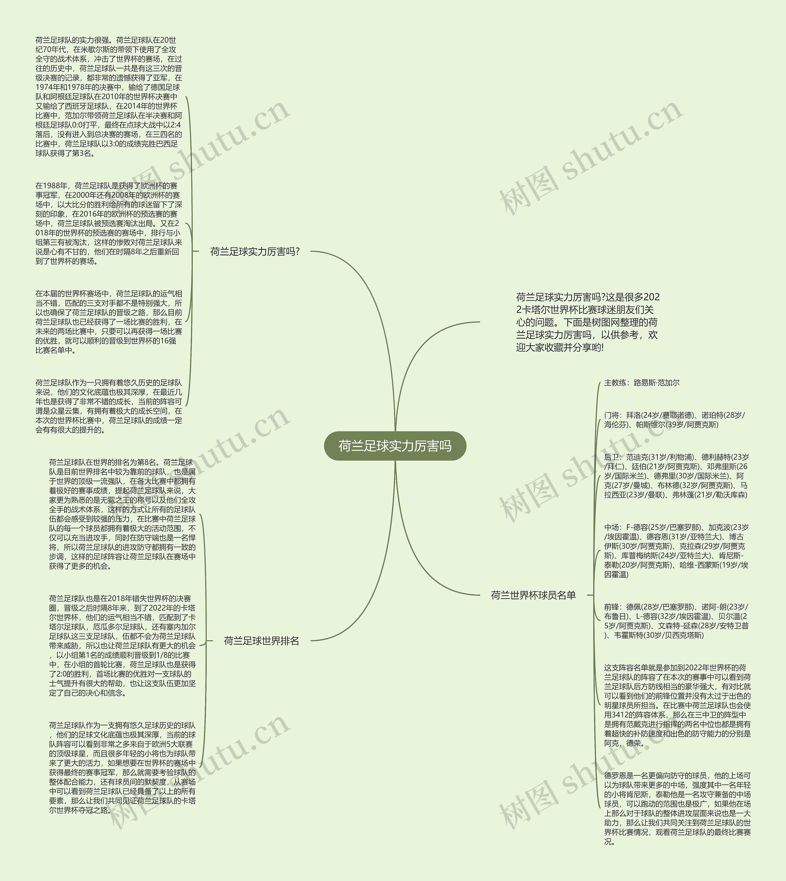 荷兰足球实力厉害吗思维导图