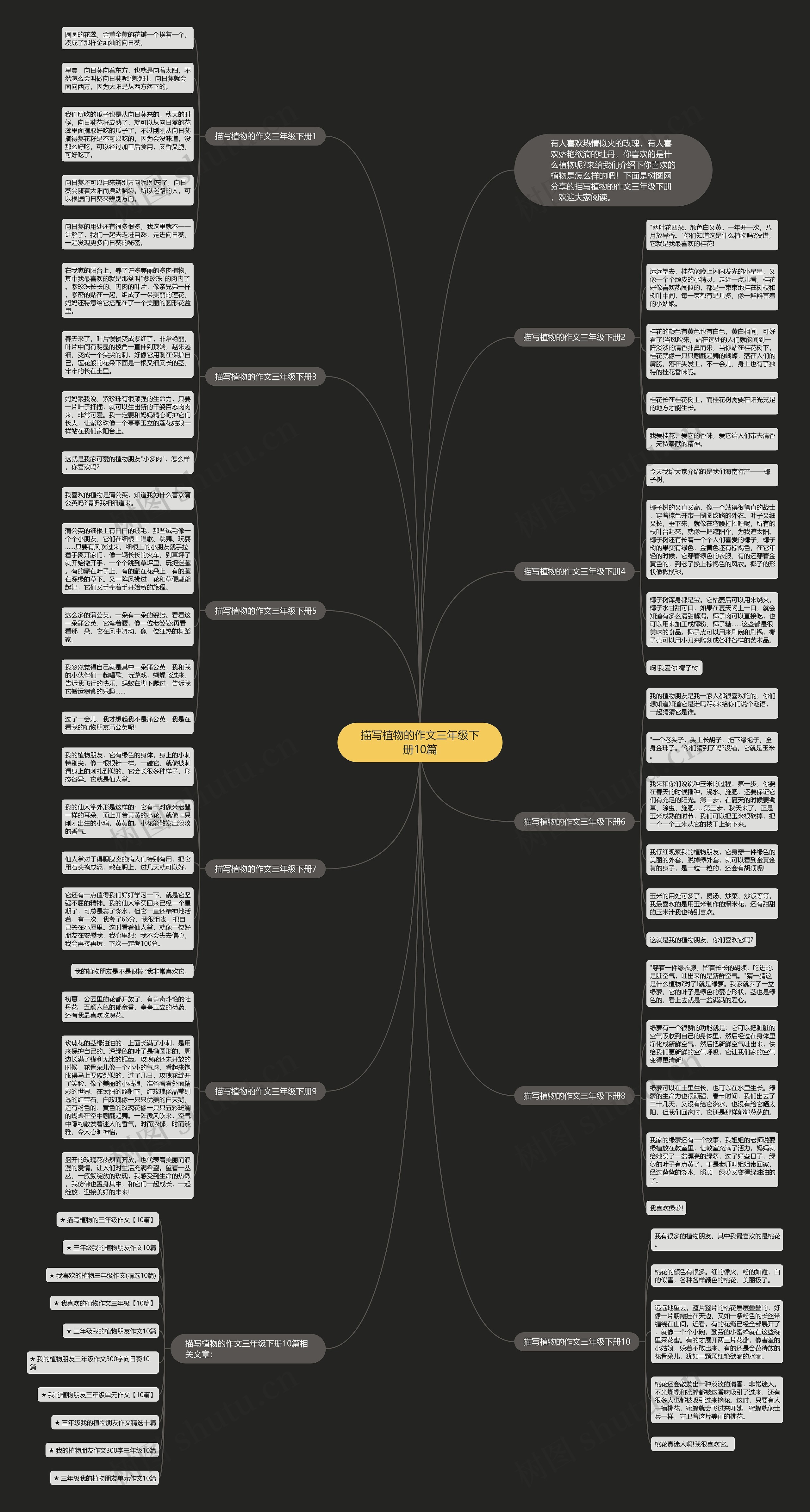 描写植物的作文三年级下册10篇思维导图