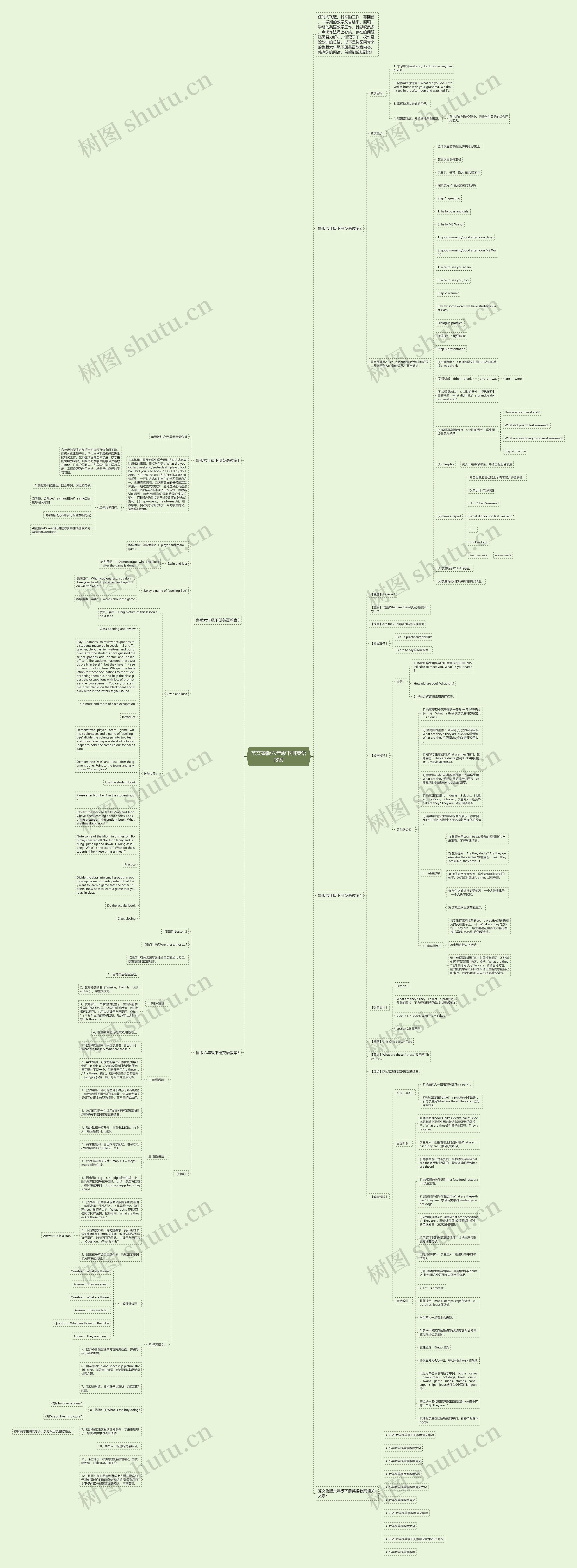 范文鲁版六年级下册英语教案思维导图