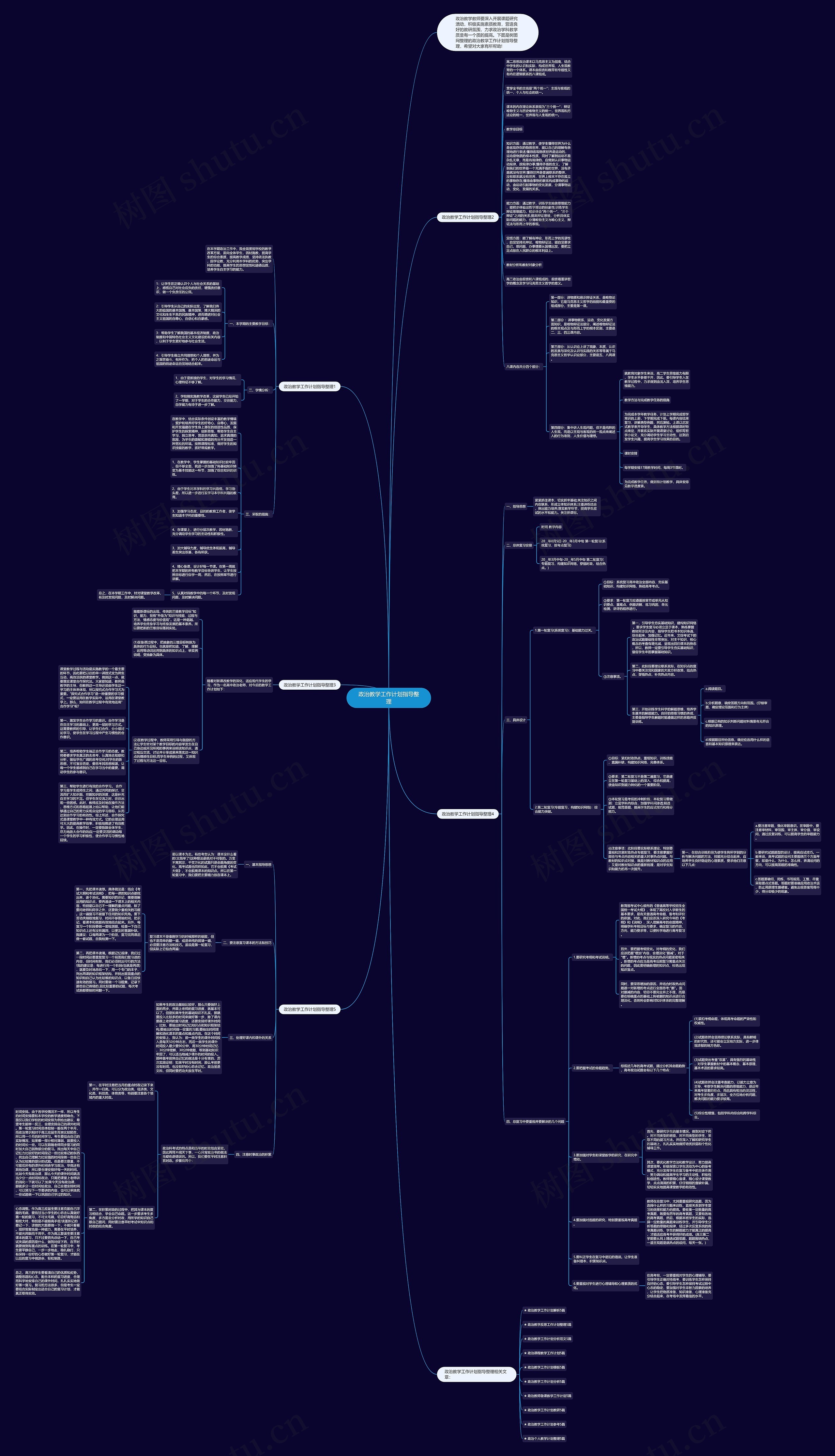 政治教学工作计划指导整理思维导图