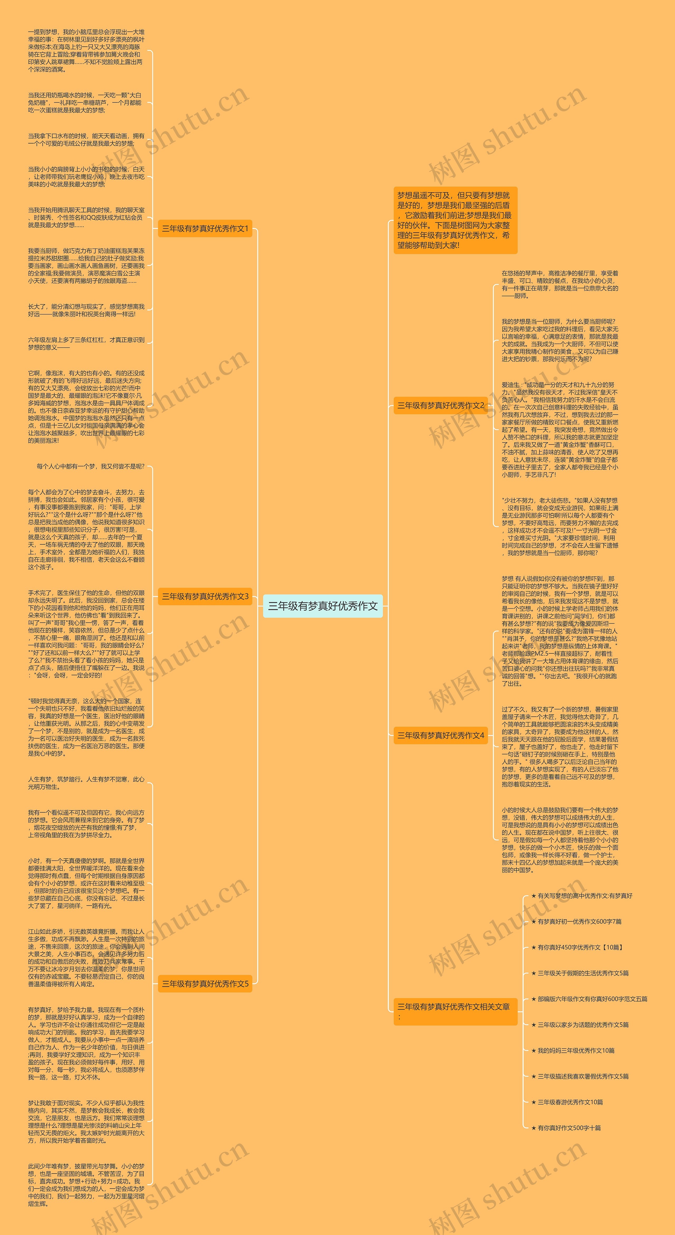 三年级有梦真好优秀作文思维导图