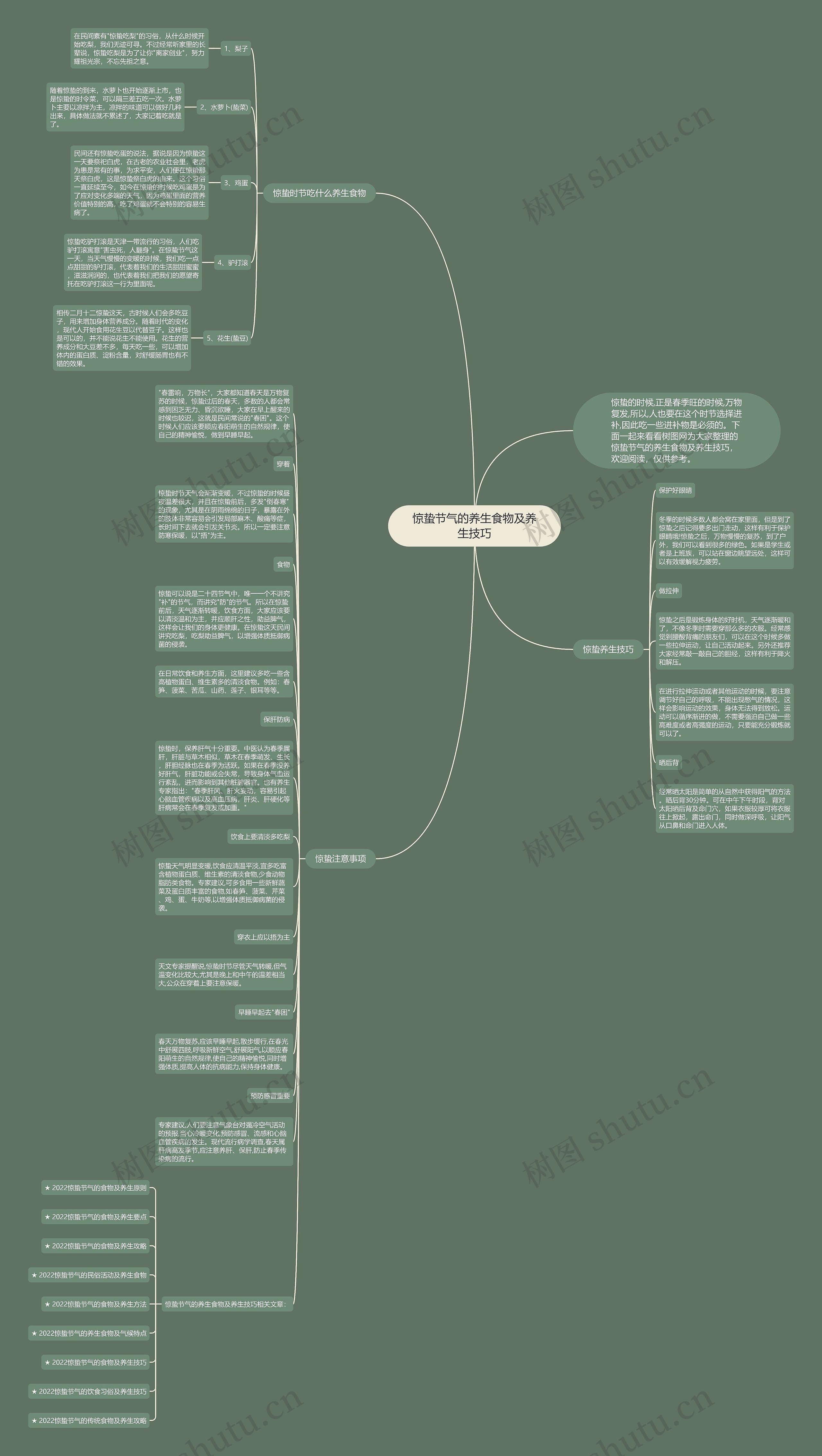 惊蛰节气的养生食物及养生技巧思维导图高清图 惊蛰节气的养生食物及养生技巧思维导图
