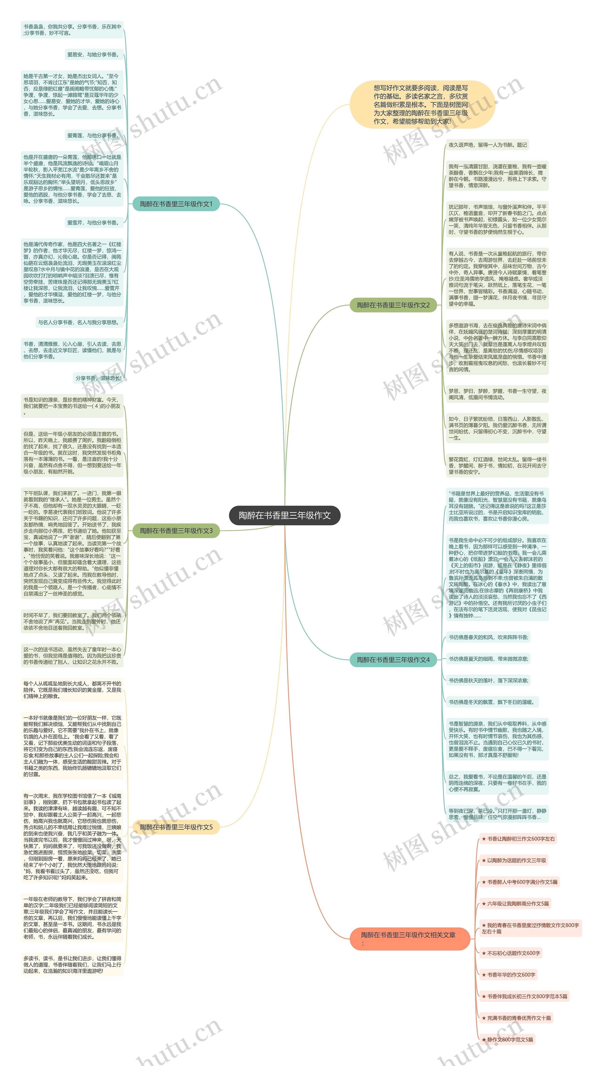 陶醉在书香里三年级作文思维导图