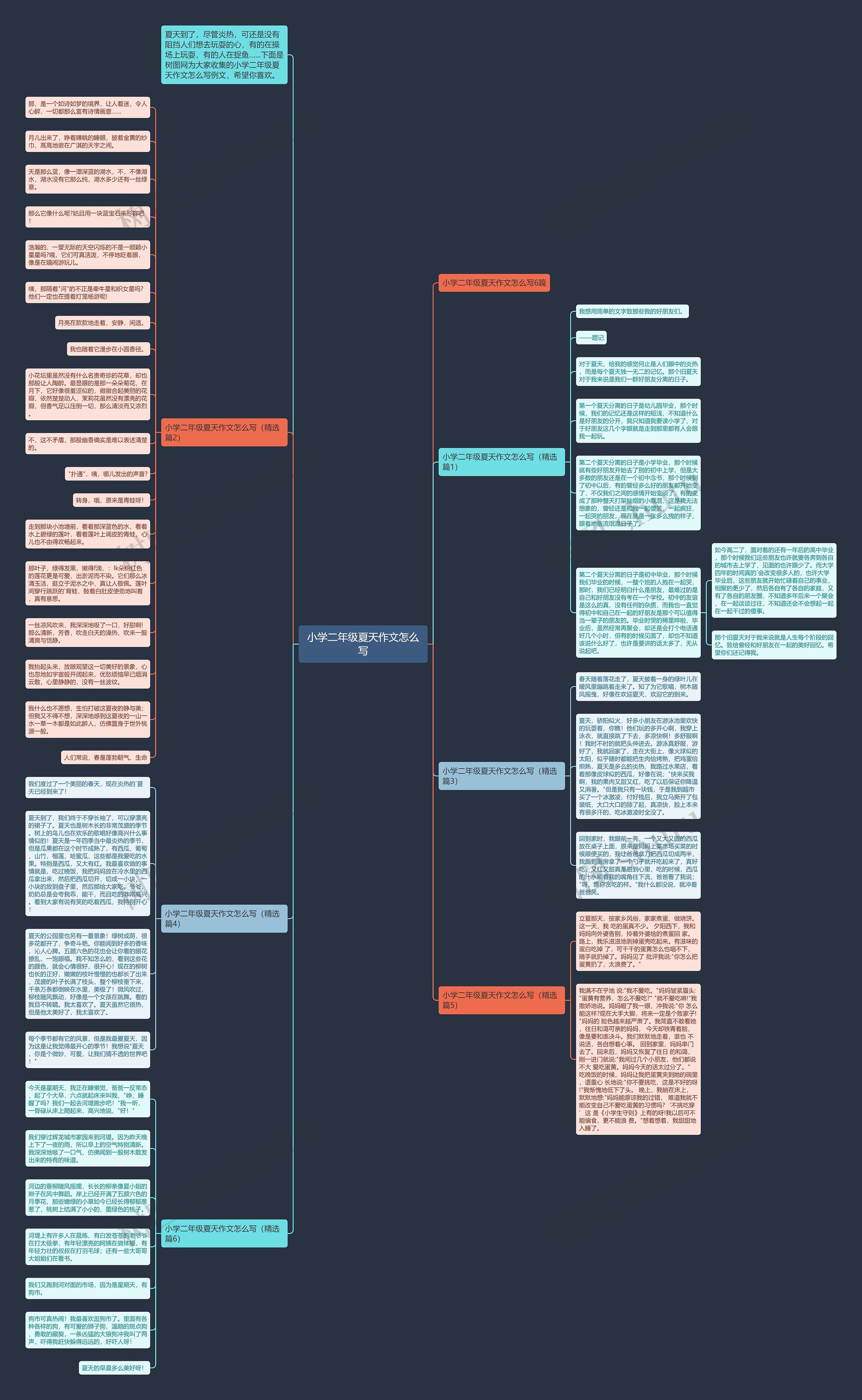 小学二年级夏天作文怎么写思维导图