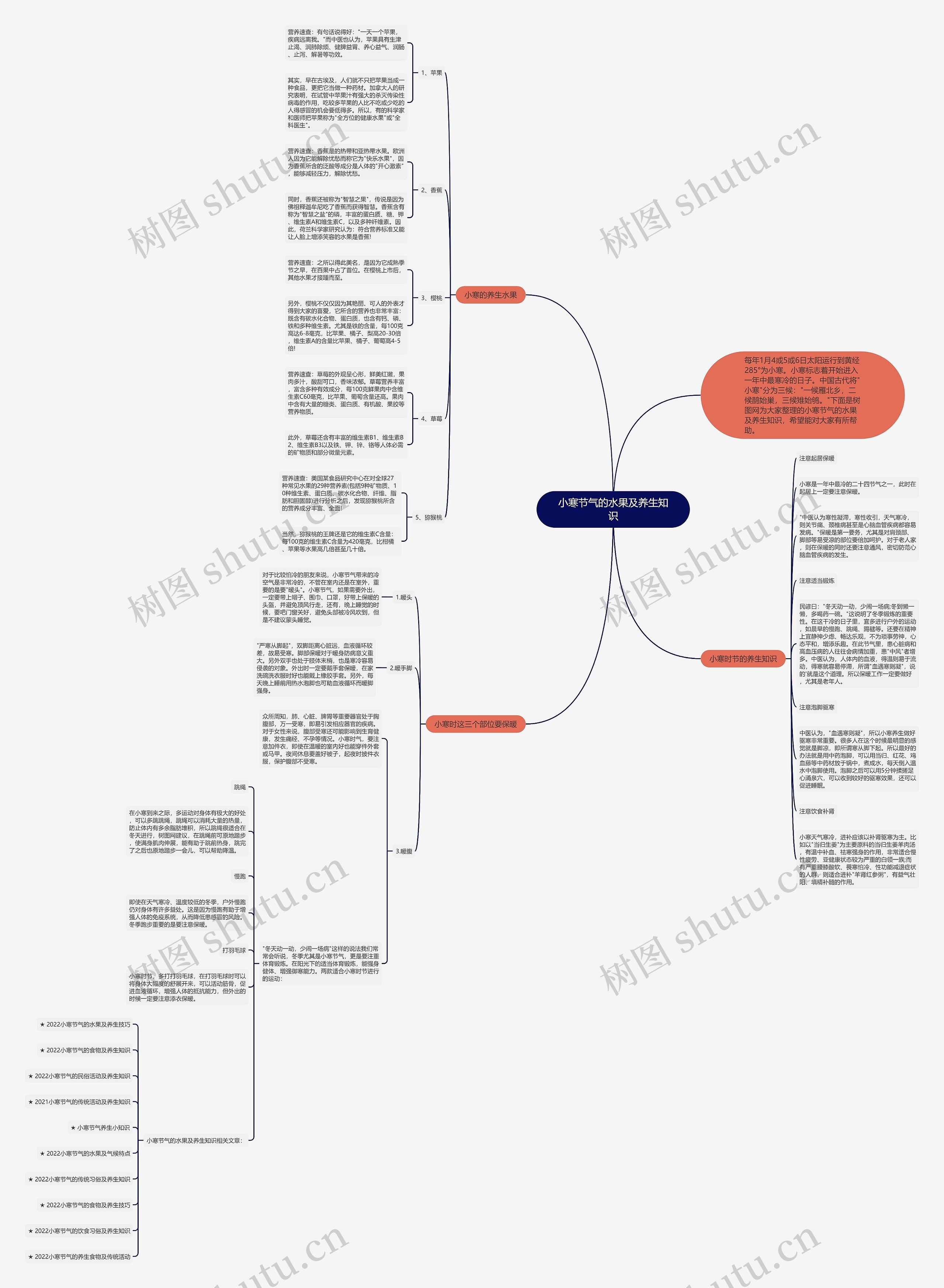 小寒节气的水果及养生知识思维导图