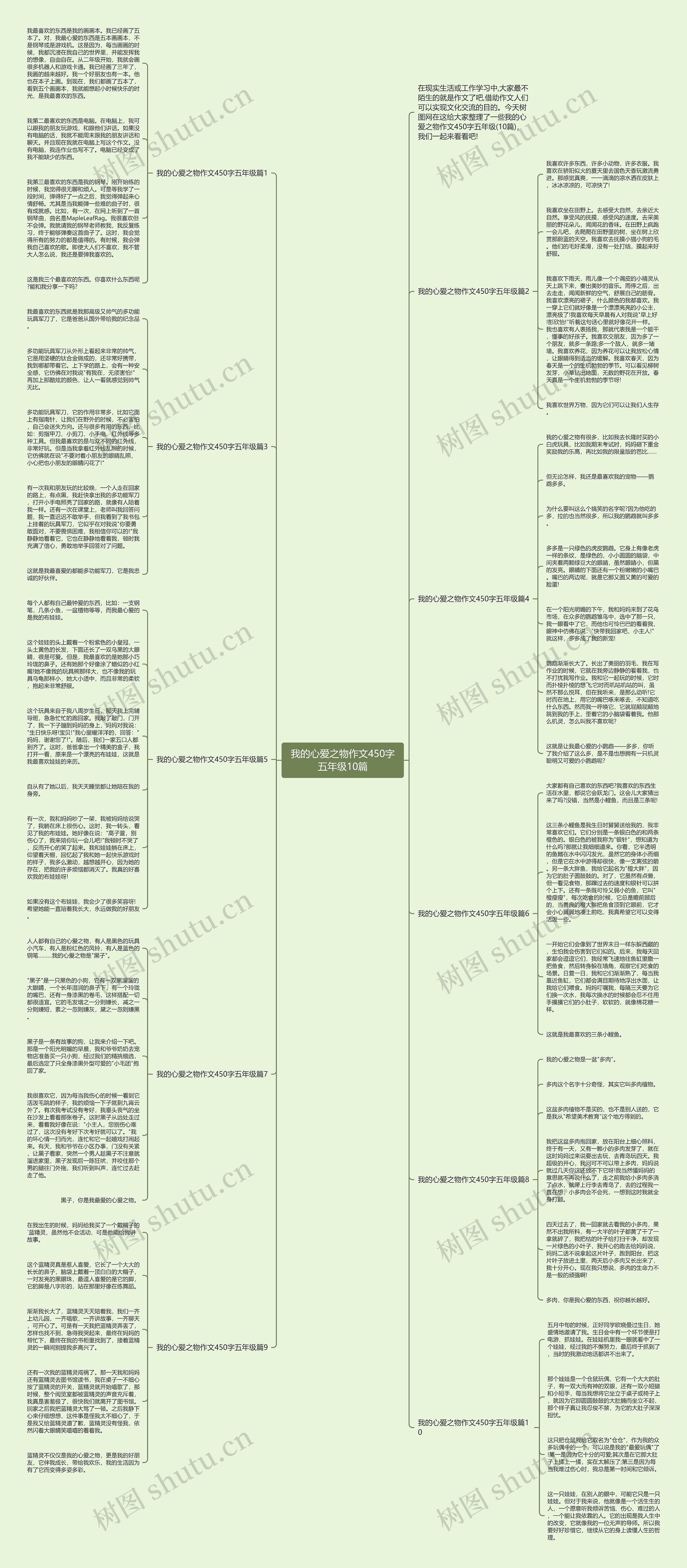 我的心爱之物作文450字五年级10篇思维导图